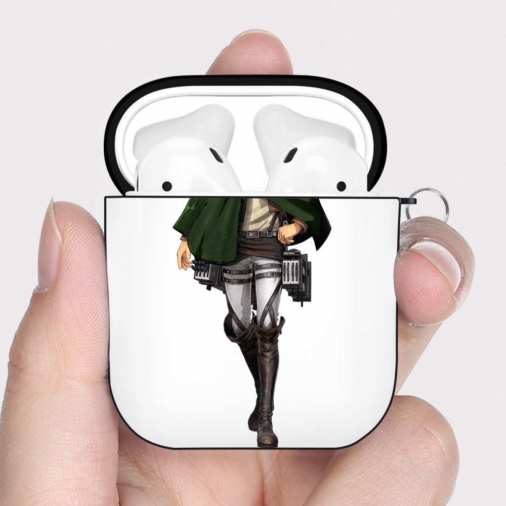 （画像用） 進撃の巨人 Attack on Titan AirPods 第2世代保護ケース ハードシェル ブラック 耐衝撃・防指紋・カラビナ付き