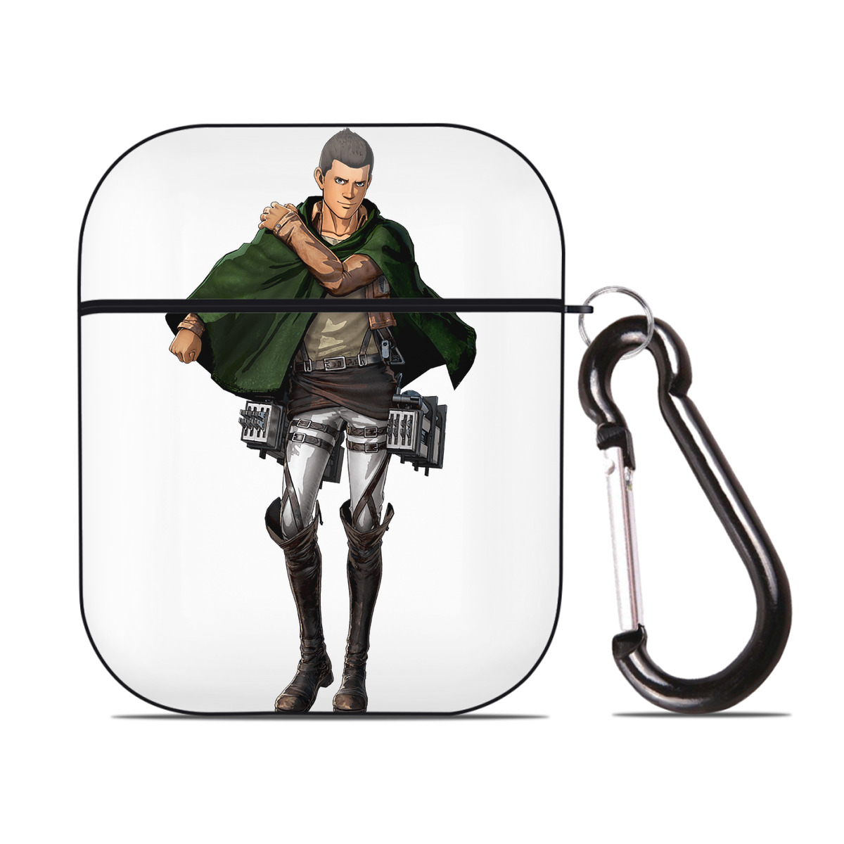 （画像用） 進撃の巨人 Attack on Titan AirPods 第2世代保護ケース ハードシェル ブラック 耐衝撃・防指紋・カラビナ付き