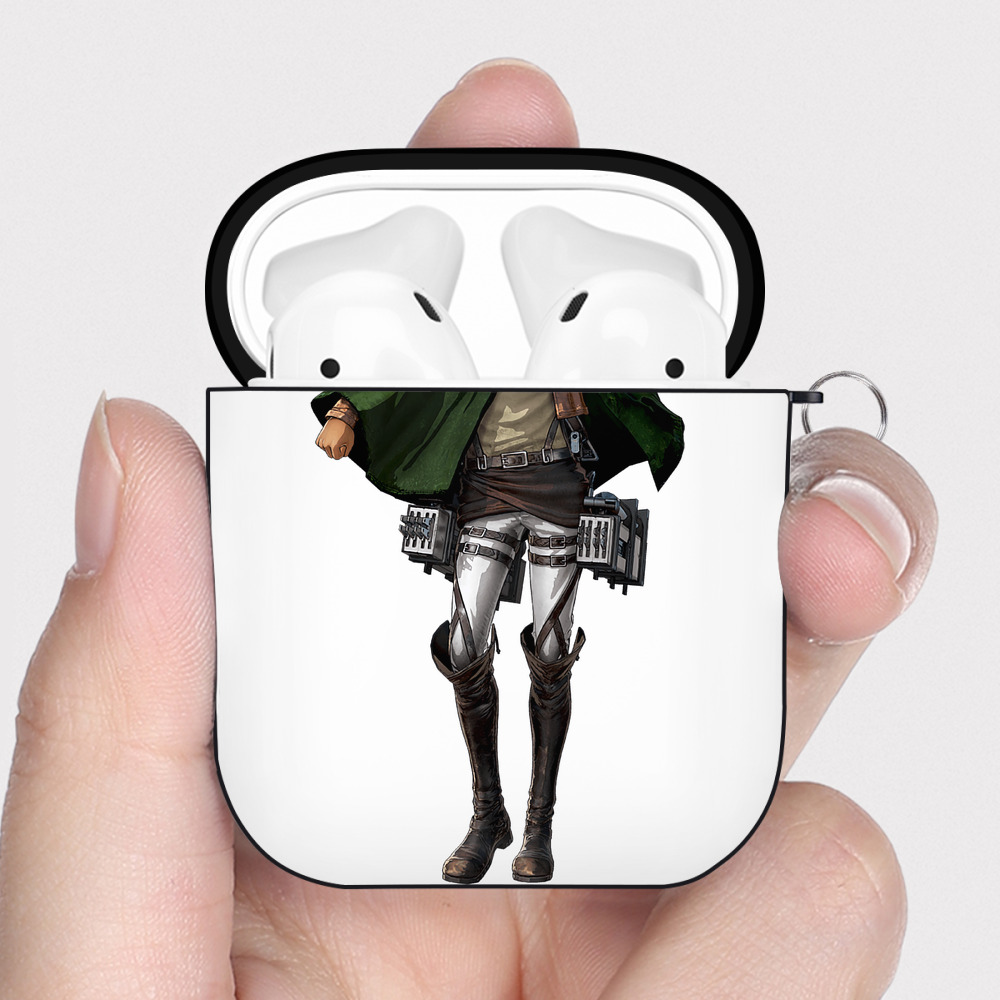 （画像用） 進撃の巨人 Attack on Titan AirPods 第2世代保護ケース ハードシェル ブラック 耐衝撃・防指紋・カラビナ付き