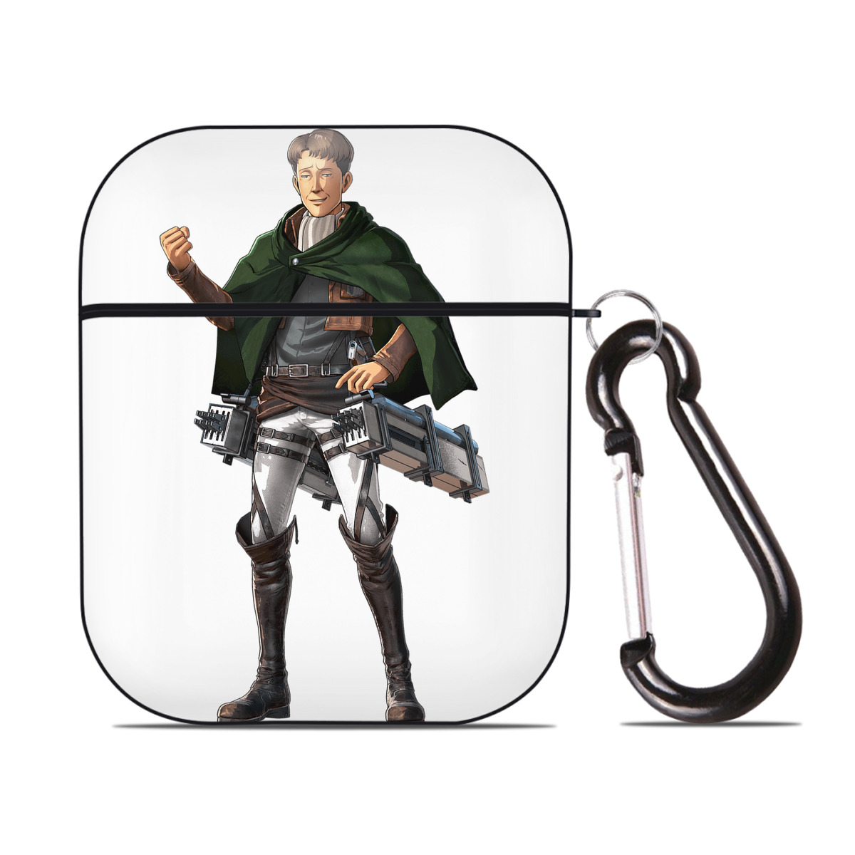 （画像用） 進撃の巨人 Attack on Titan AirPods 第2世代保護ケース ハードシェル ブラック 耐衝撃・防指紋・カラビナ付き