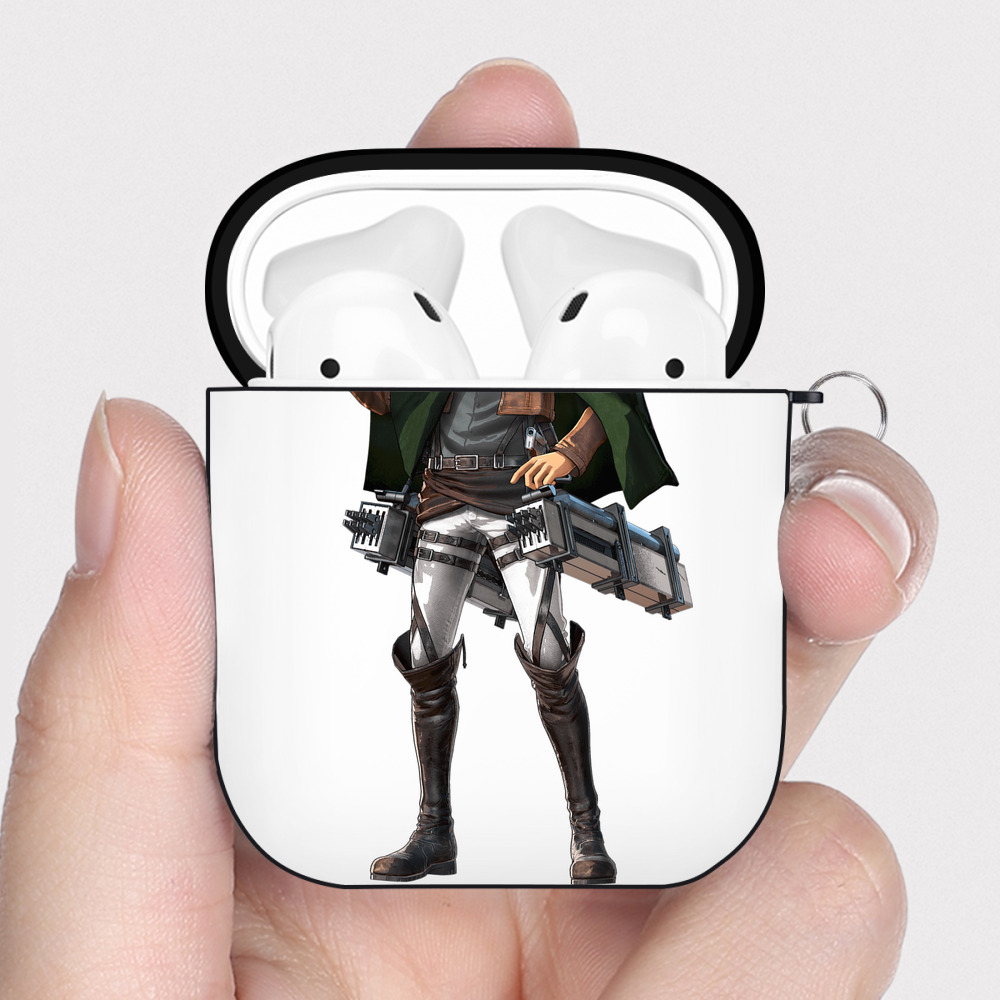 （画像用） 進撃の巨人 Attack on Titan AirPods 第2世代保護ケース ハードシェル ブラック 耐衝撃・防指紋・カラビナ付き
