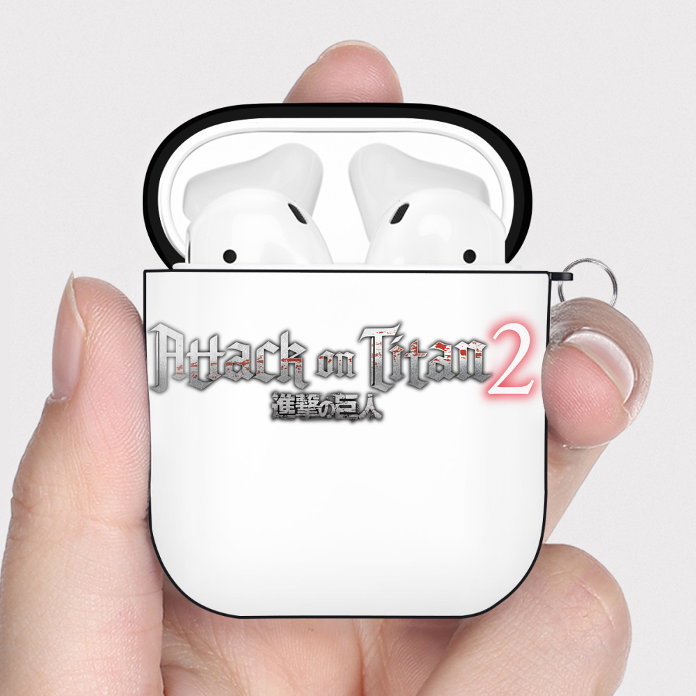 （画像用） 進撃の巨人 Attack on Titan AirPods 第2世代保護ケース ハードシェル ブラック 耐衝撃・防指紋・カラビナ付き