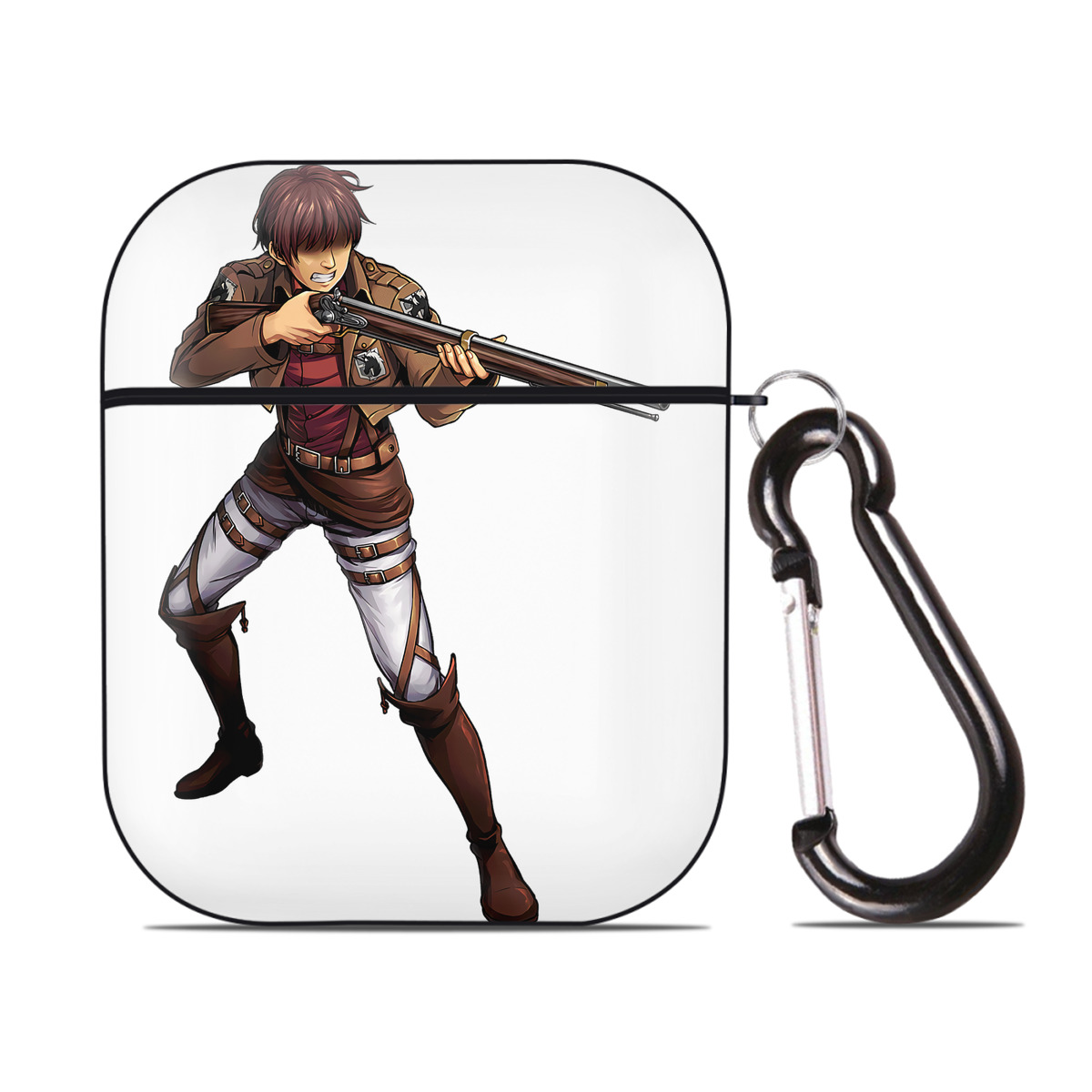 （画像用） 進撃の巨人 Attack on Titan AirPods 第2世代保護ケース ハードシェル ブラック 耐衝撃・防指紋・カラビナ付き