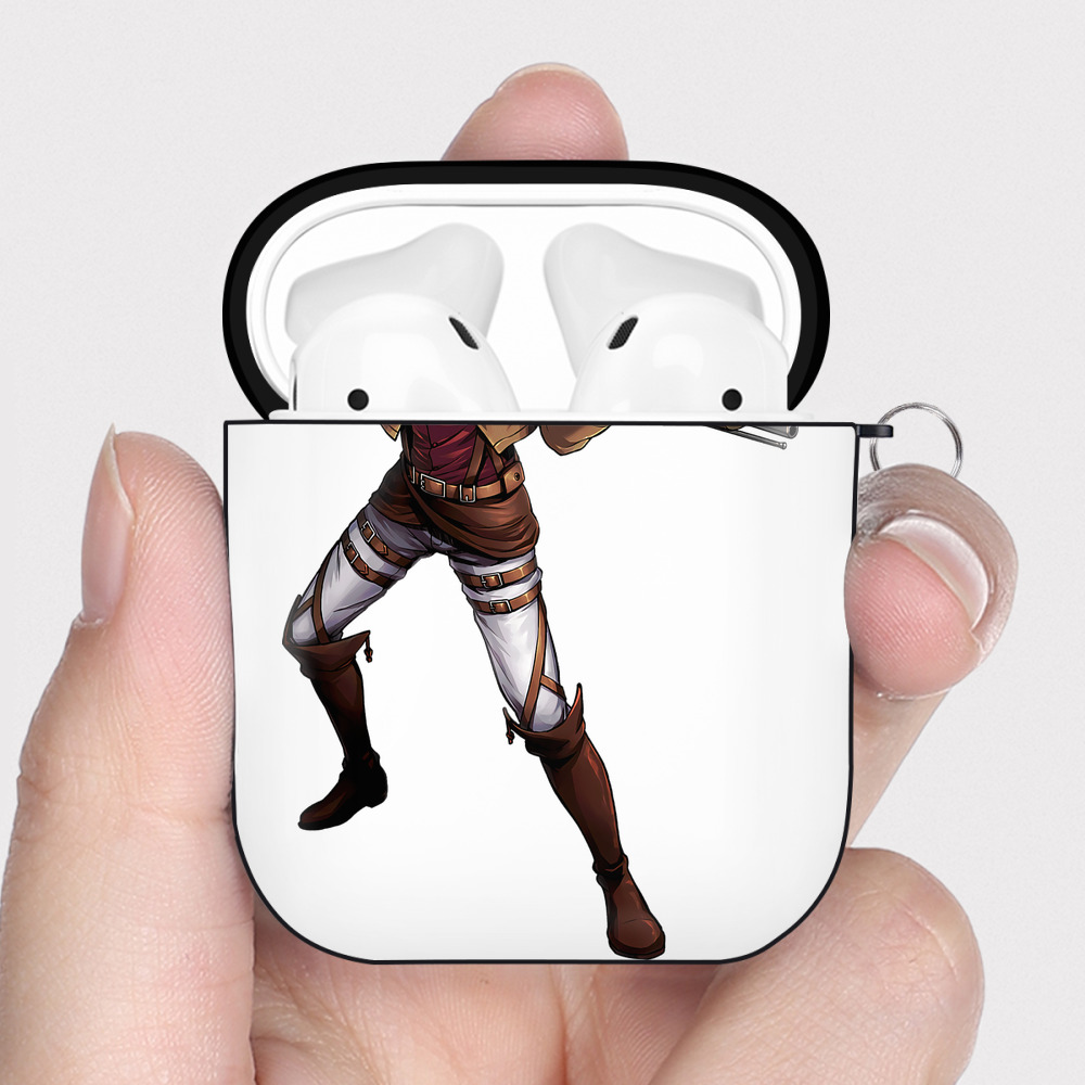 （画像用） 進撃の巨人 Attack on Titan AirPods 第2世代保護ケース ハードシェル ブラック 耐衝撃・防指紋・カラビナ付き