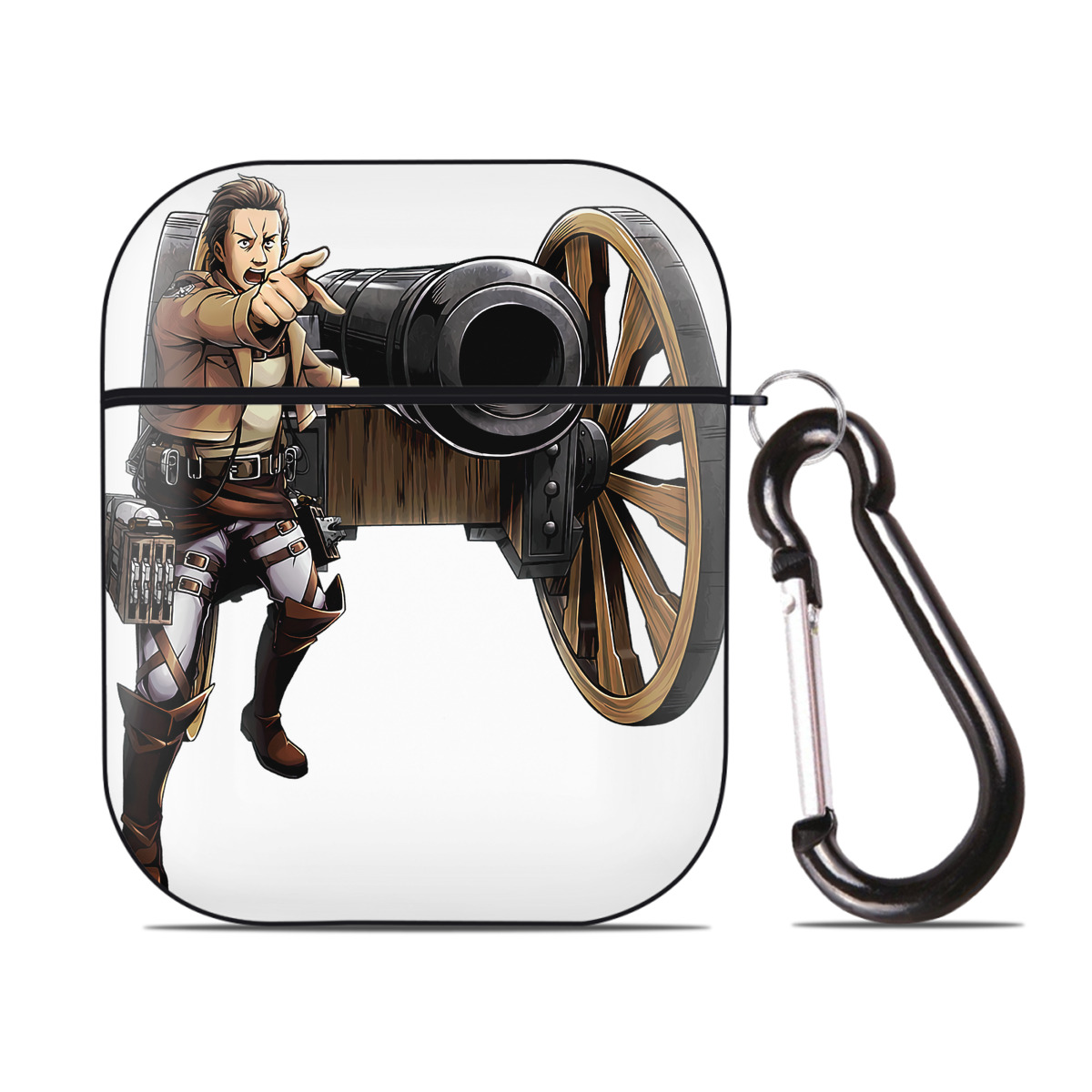 （画像用） 進撃の巨人 Attack on Titan AirPods 第2世代保護ケース ハードシェル ブラック 耐衝撃・防指紋・カラビナ付き