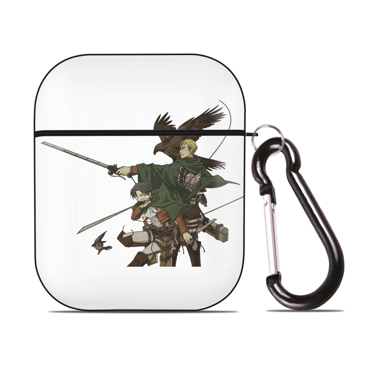 （画像用） 進撃の巨人 Attack on Titan AirPods 第2世代保護ケース ハードシェル ブラック 耐衝撃・防指紋・カラビナ付き