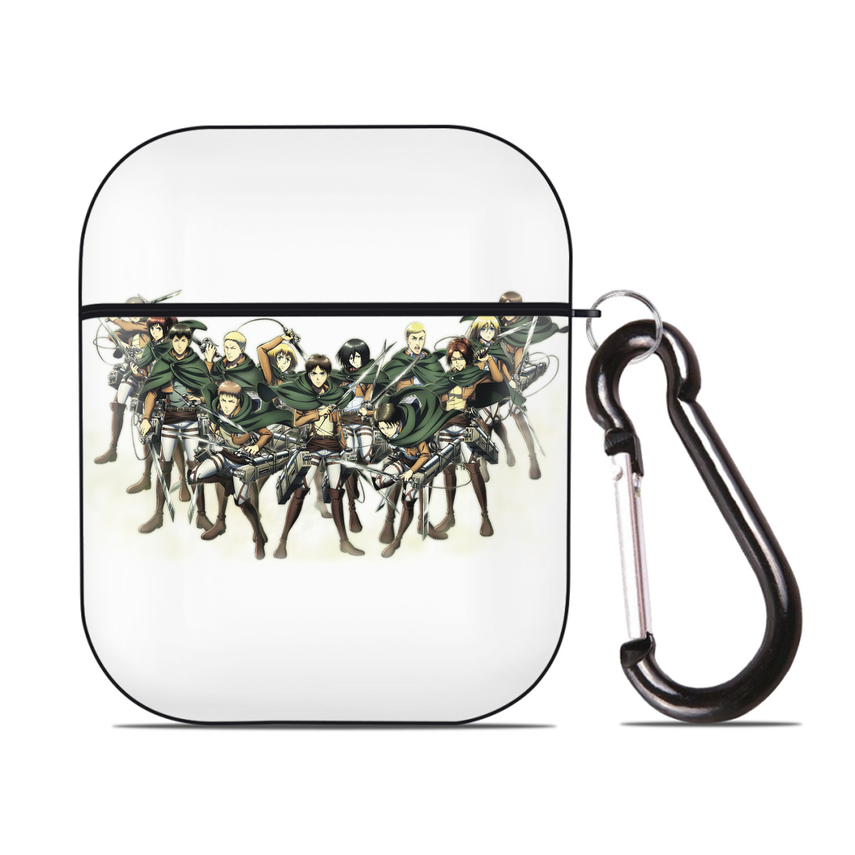 （画像用） 進撃の巨人 Attack on Titan AirPods 第2世代保護ケース ハードシェル ブラック 耐衝撃・防指紋・カラビナ付き