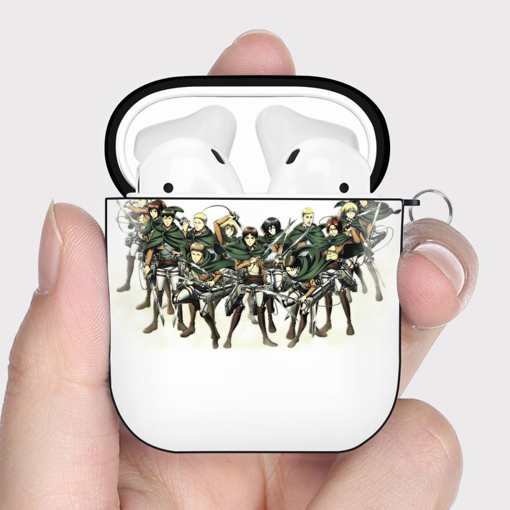 （画像用） 進撃の巨人 Attack on Titan AirPods 第2世代保護ケース ハードシェル ブラック 耐衝撃・防指紋・カラビナ付き