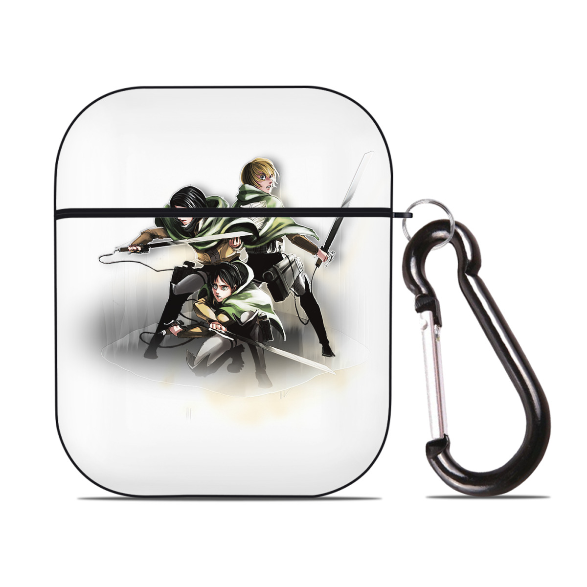 （画像用） 進撃の巨人 Attack on Titan AirPods 第2世代保護ケース ハードシェル ブラック 耐衝撃・防指紋・カラビナ付き