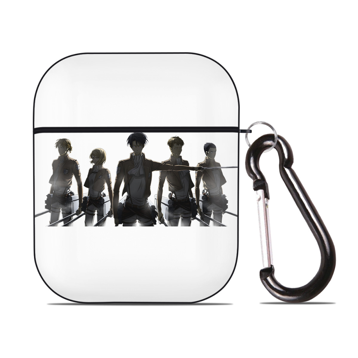 （画像用） 進撃の巨人 Attack on Titan AirPods 第2世代保護ケース ハードシェル ブラック 耐衝撃・防指紋・カラビナ付き