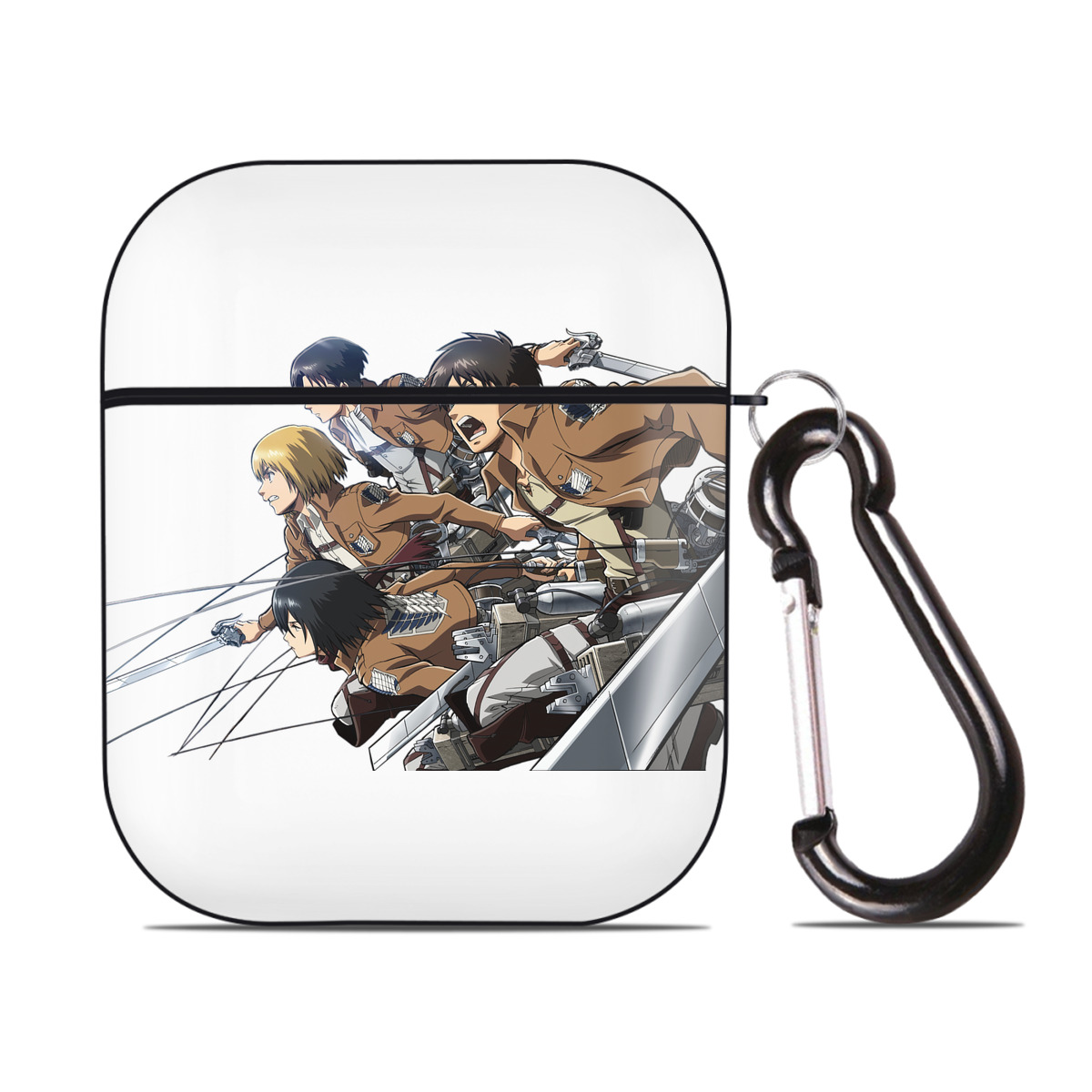 （画像用） 進撃の巨人 Attack on Titan AirPods 第2世代保護ケース ハードシェル ブラック 耐衝撃・防指紋・カラビナ付き