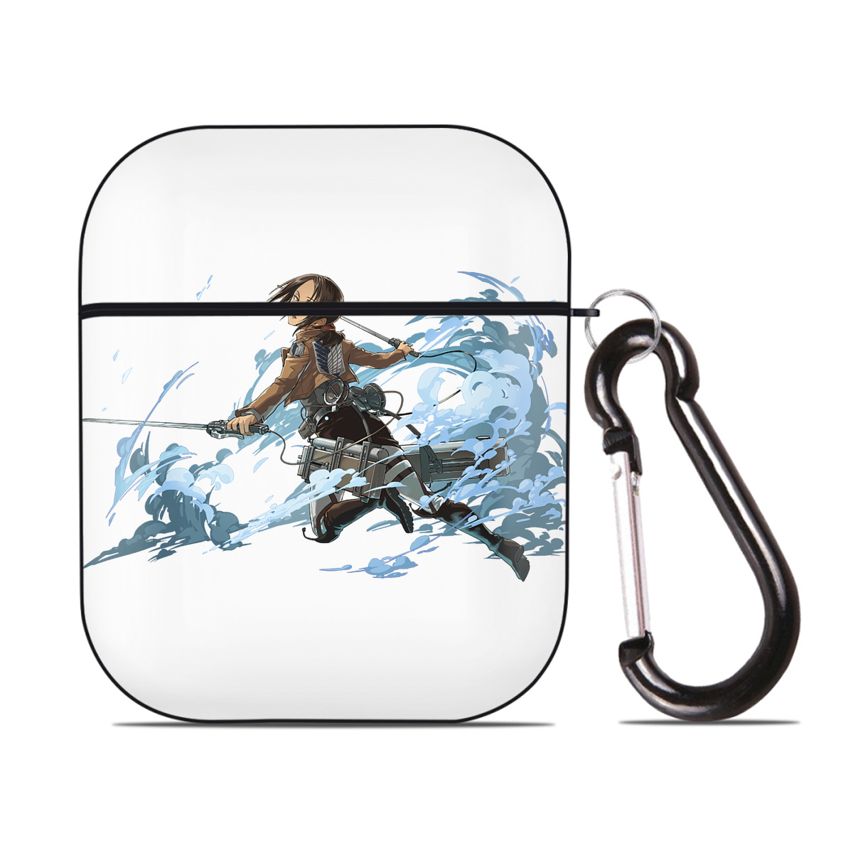 （画像用） 進撃の巨人 Attack on Titan AirPods 第2世代保護ケース ハードシェル ブラック 耐衝撃・防指紋・カラビナ付き