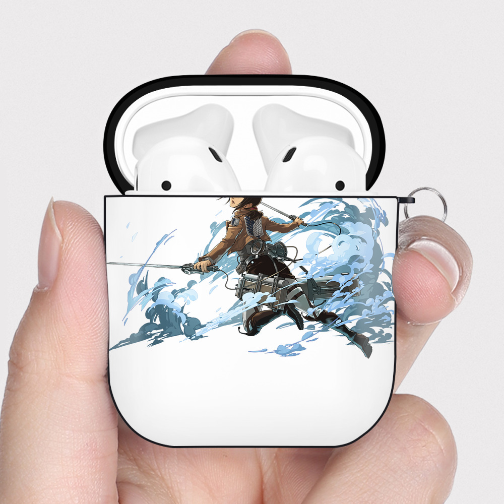 （画像用） 進撃の巨人 Attack on Titan AirPods 第2世代保護ケース ハードシェル ブラック 耐衝撃・防指紋・カラビナ付き
