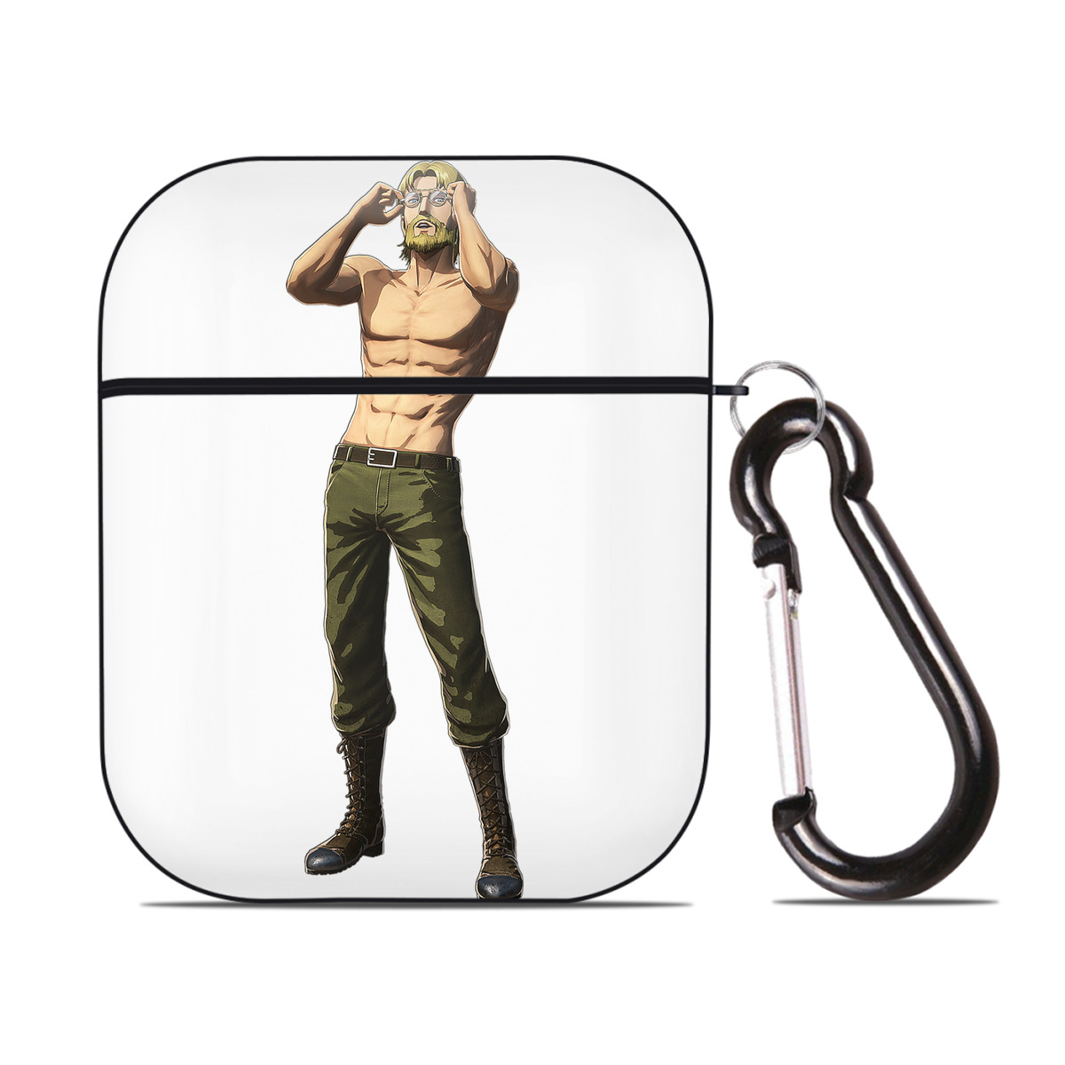 （画像用） 進撃の巨人 Attack on Titan AirPods 第2世代保護ケース ハードシェル ブラック 耐衝撃・防指紋・カラビナ付き