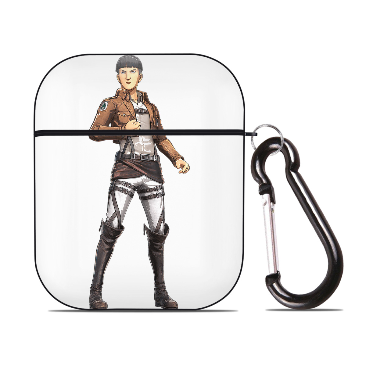 （画像用） 進撃の巨人 Attack on Titan AirPods 第2世代保護ケース ハードシェル ブラック 耐衝撃・防指紋・カラビナ付き