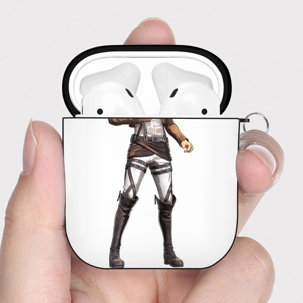 （画像用） 進撃の巨人 Attack on Titan AirPods 第2世代保護ケース ハードシェル ブラック 耐衝撃・防指紋・カラビナ付き