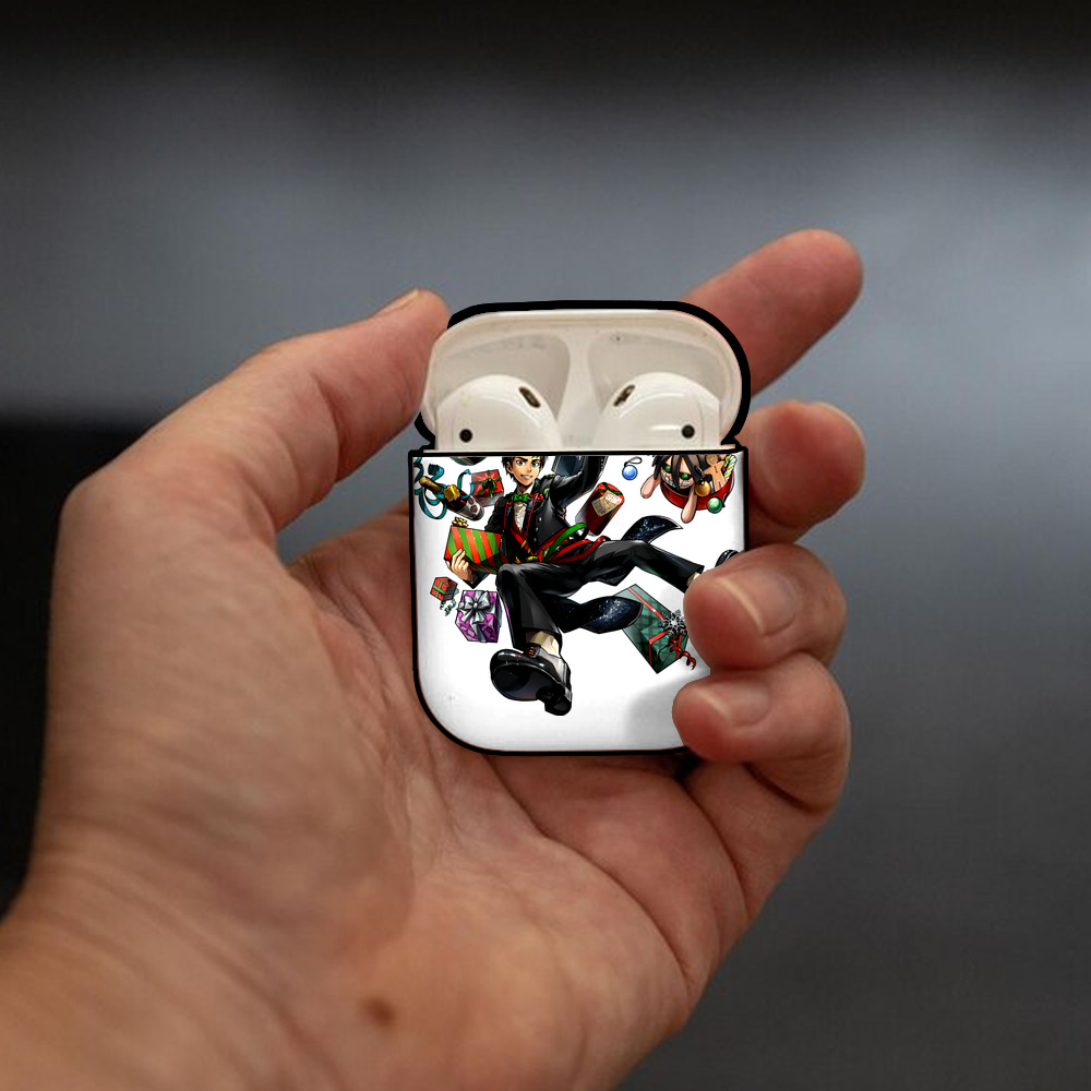 進撃の巨人 エレン･イェーガー Attack on Titan Eren Jäger AirPods 第2世代保護ケース ハードシェル ブラック 耐衝撃・防指紋・カラビナ付き