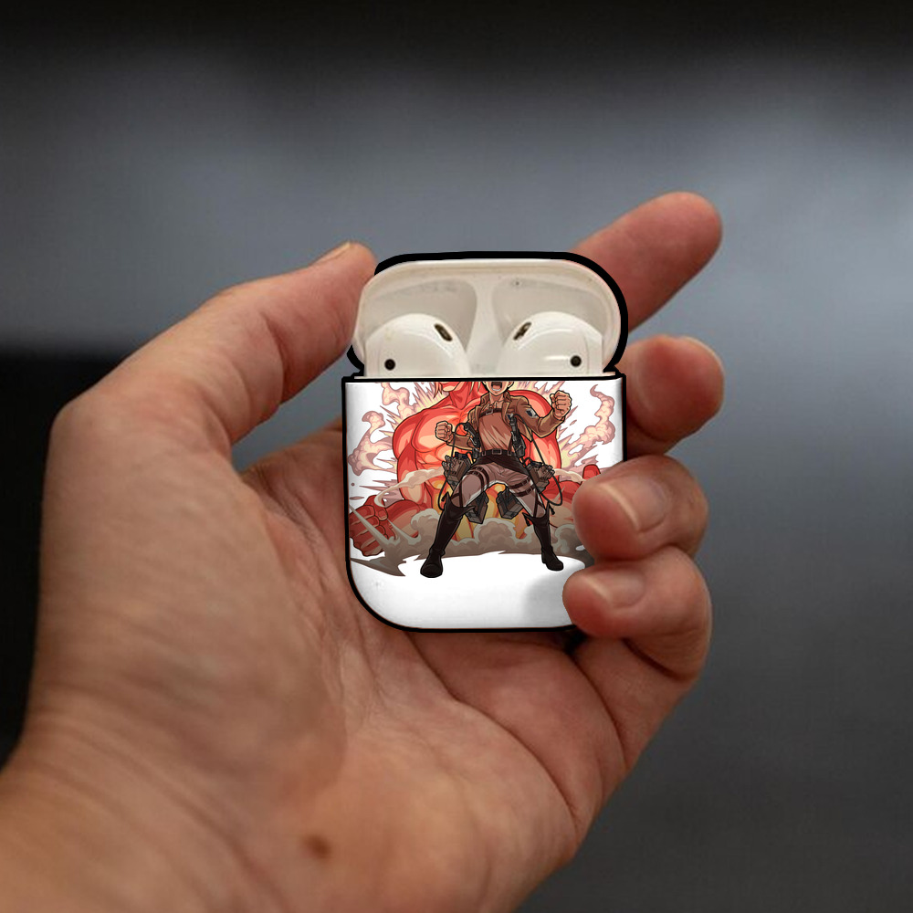 進撃の巨人 エレン･イェーガー Attack on Titan Eren Jäger AirPods 第2世代保護ケース ハードシェル ブラック 耐衝撃・防指紋・カラビナ付き