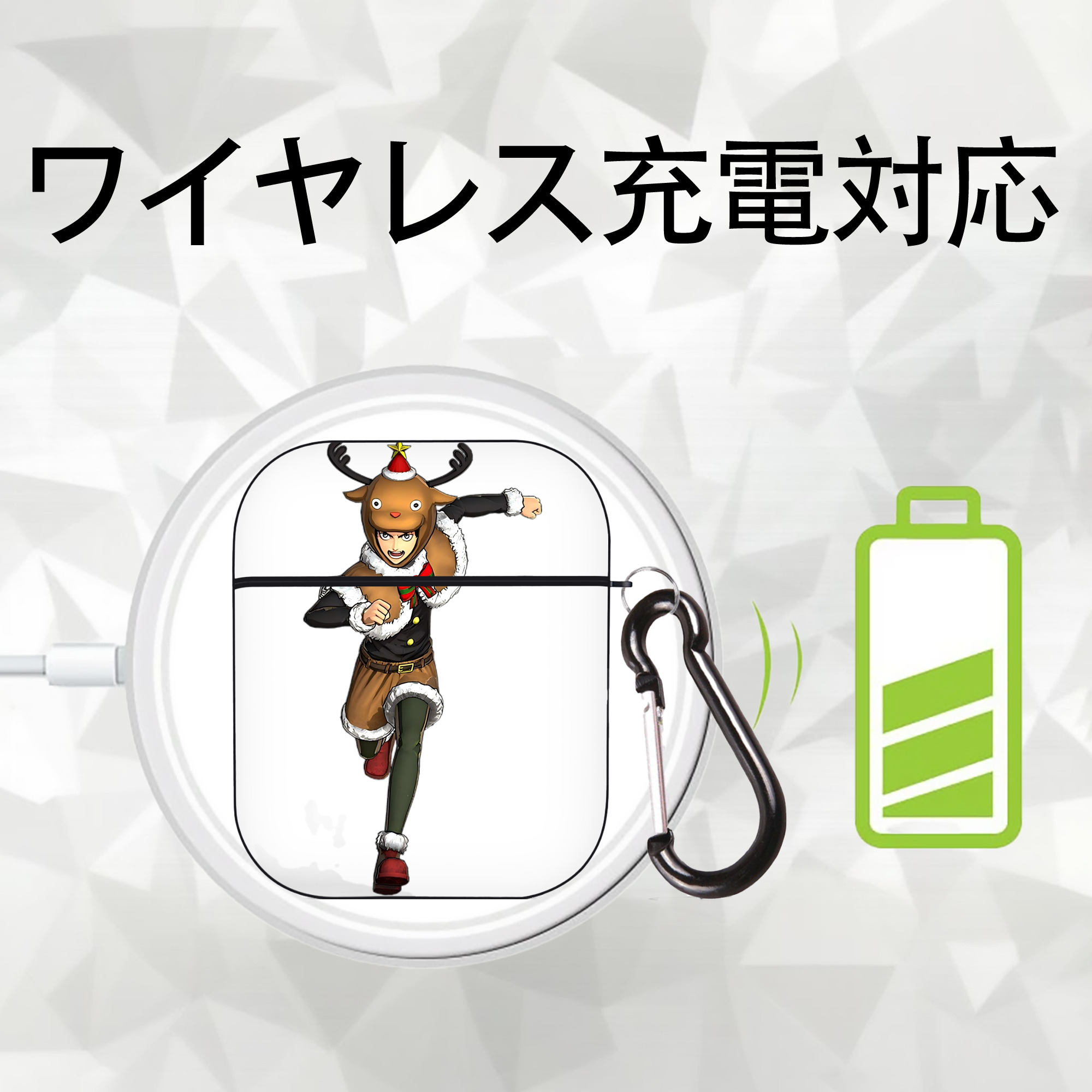 進撃の巨人 エレン･イェーガー Attack on Titan Eren Jäger AirPods 第2世代保護ケース ハードシェル ブラック 耐衝撃・防指紋・カラビナ付き