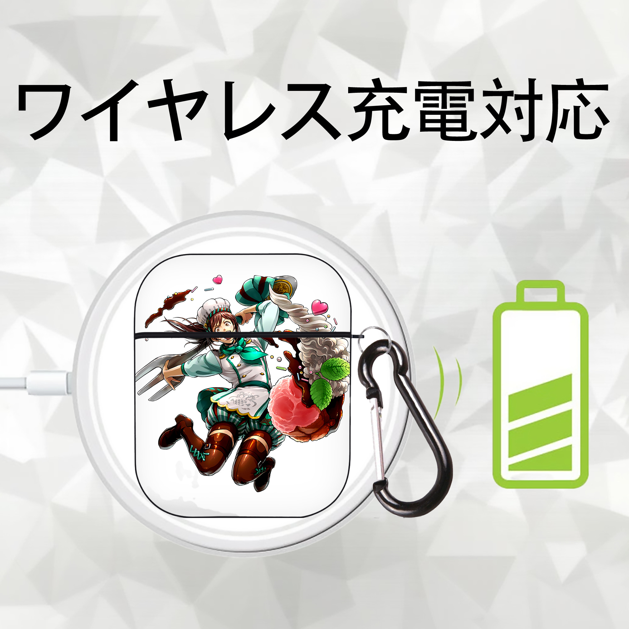 進撃の巨人 サシャ·ブラウス Attack on Titan Sasha Blaus AirPods 第2世代保護ケース ハードシェル ブラック 耐衝撃・防指紋・カラビナ付き