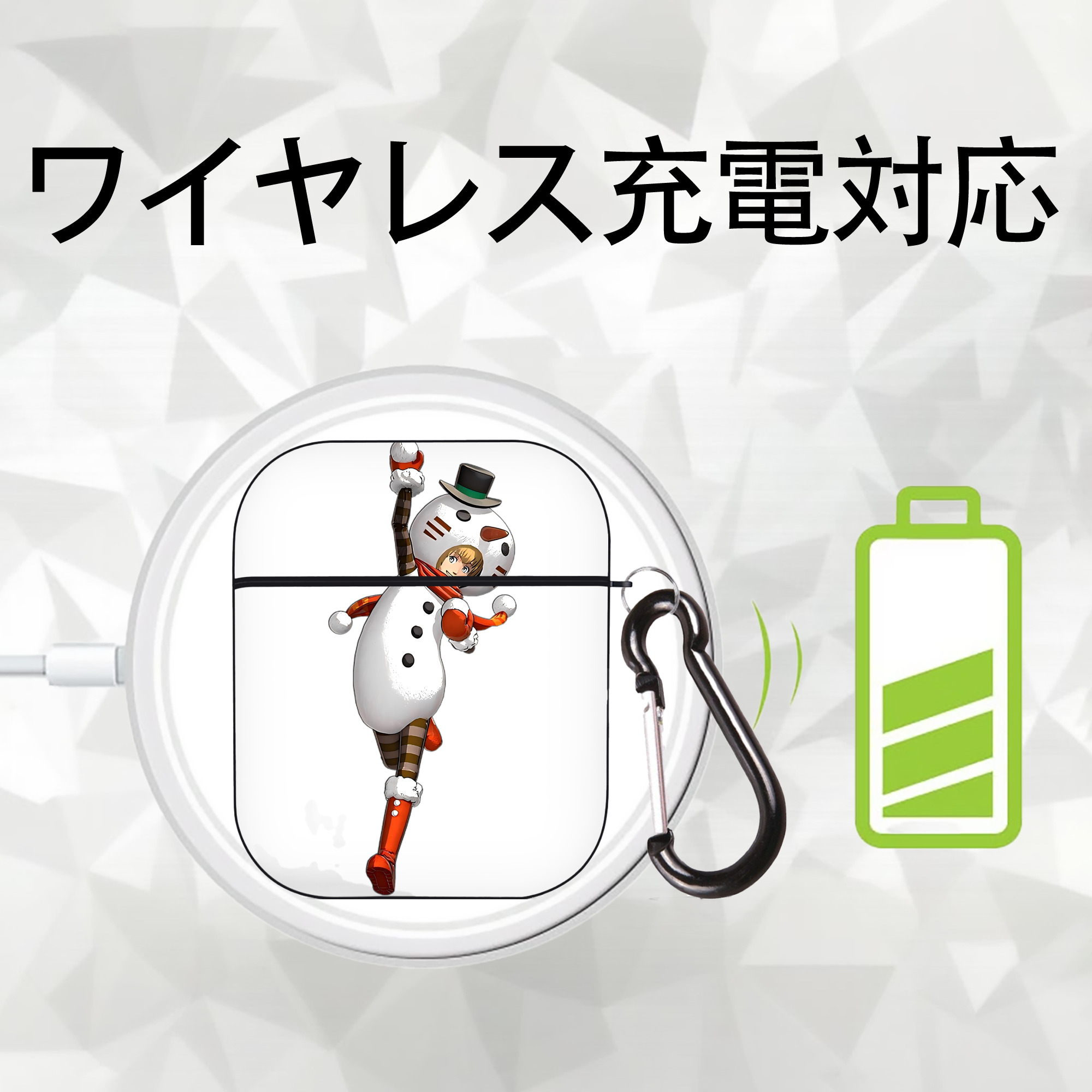 進撃の巨人 アルミン·アルレルト Attack on Titan Armin Arlert AirPods 第2世代保護ケース ハードシェル ブラック 耐衝撃・防指紋・カラビナ付き