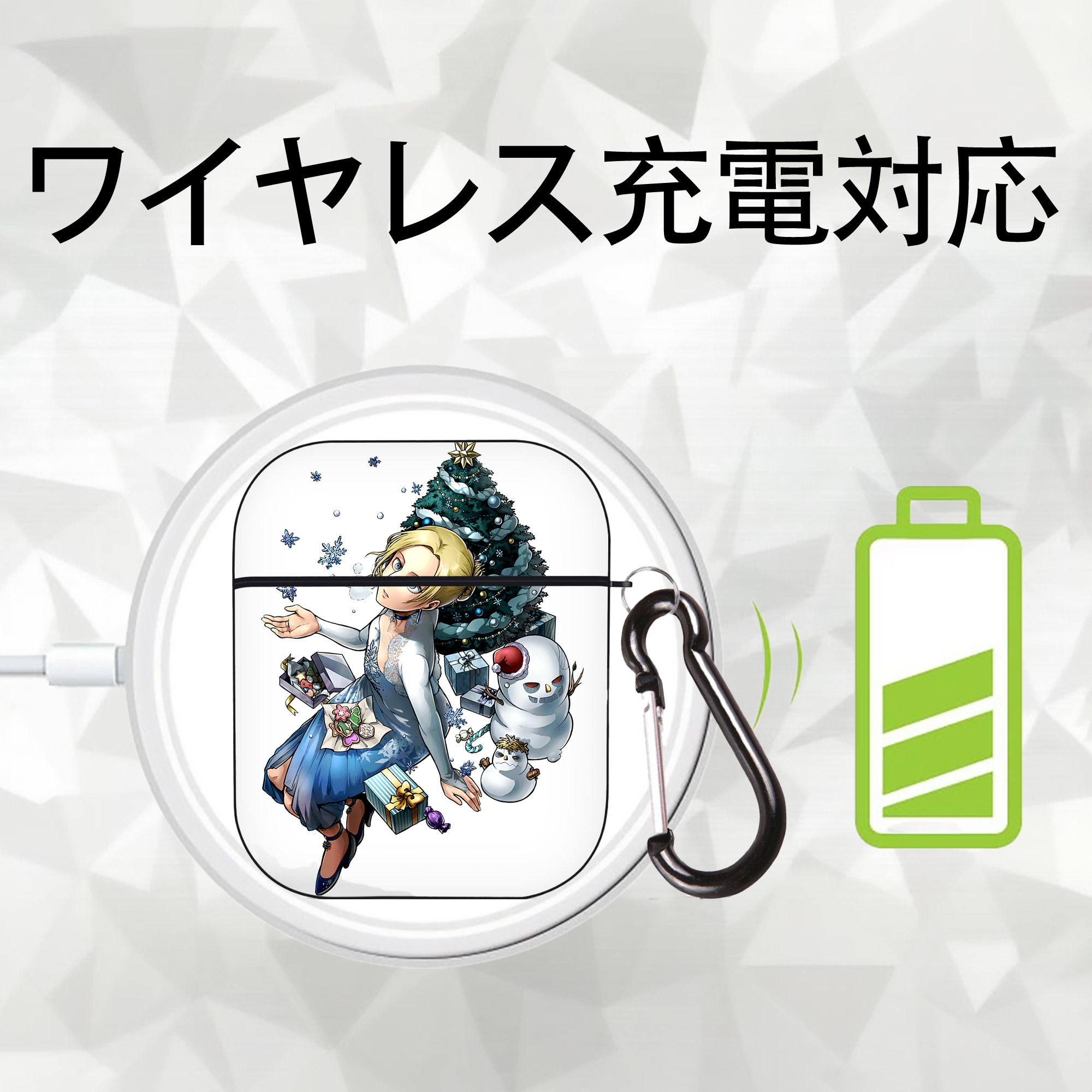 進撃の巨人 アニ・レオンハート Attack on Titan Annie Leonhart AirPods 第2世代保護ケース ハードシェル ブラック 耐衝撃・防指紋・カラビナ付き