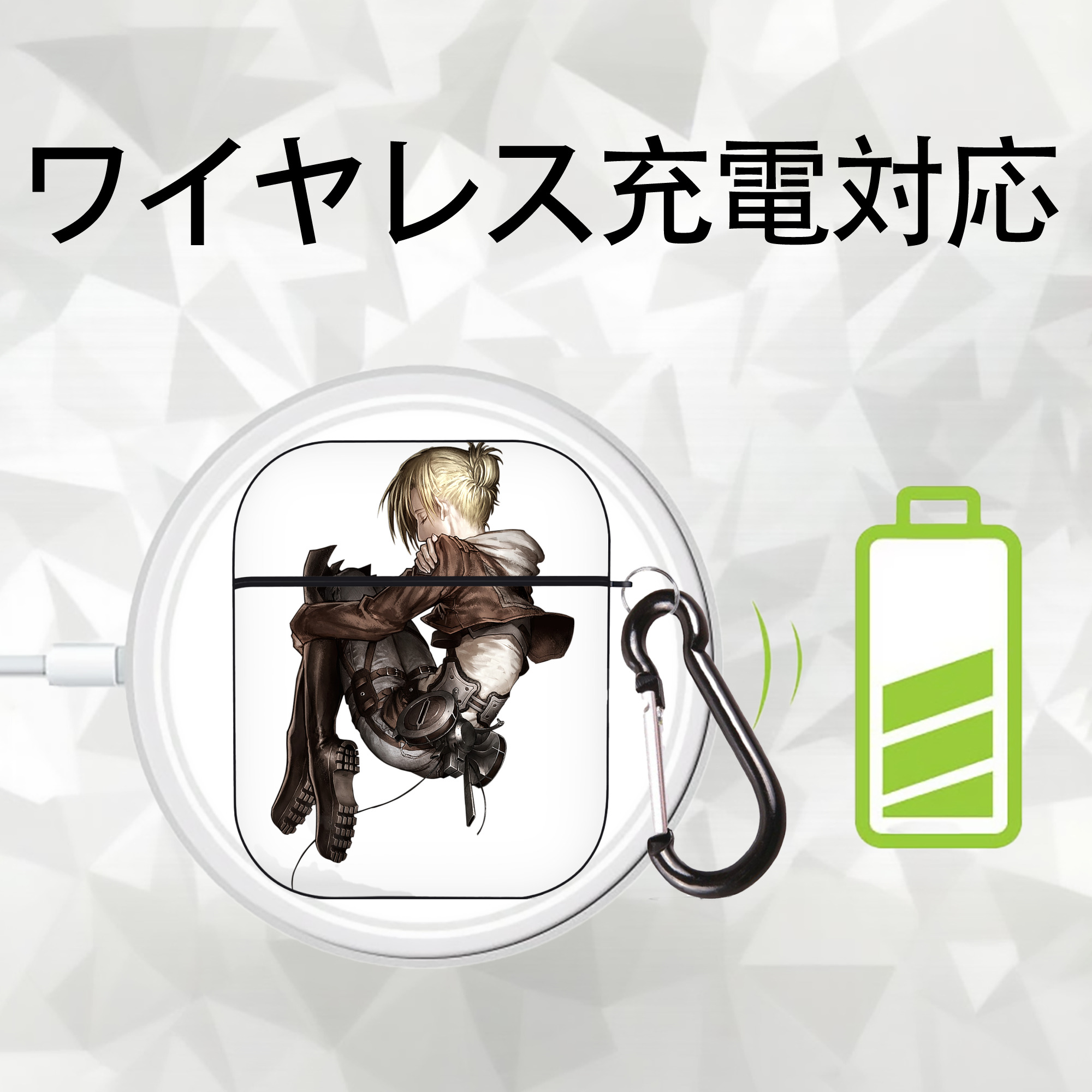 進撃の巨人 アニ・レオンハート Attack on Titan Annie Leonhart AirPods 第2世代保護ケース ハードシェル ブラック 耐衝撃・防指紋・カラビナ付き