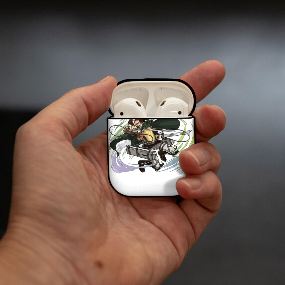 進撃の巨人 ハンジ·ゾエ Attack on Titan Hanji Zoe AirPods 第2世代保護ケース ハードシェル ブラック 耐衝撃・防指紋・カラビナ付き