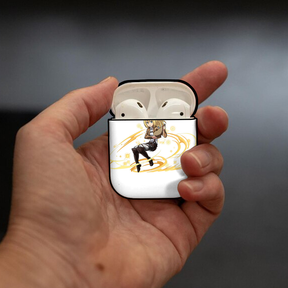 進撃の巨人 クリスタ·レンズ Attack on Titan Christa Lenz AirPods 第2世代保護ケース ハードシェル ブラック 耐衝撃・防指紋・カラビナ付き