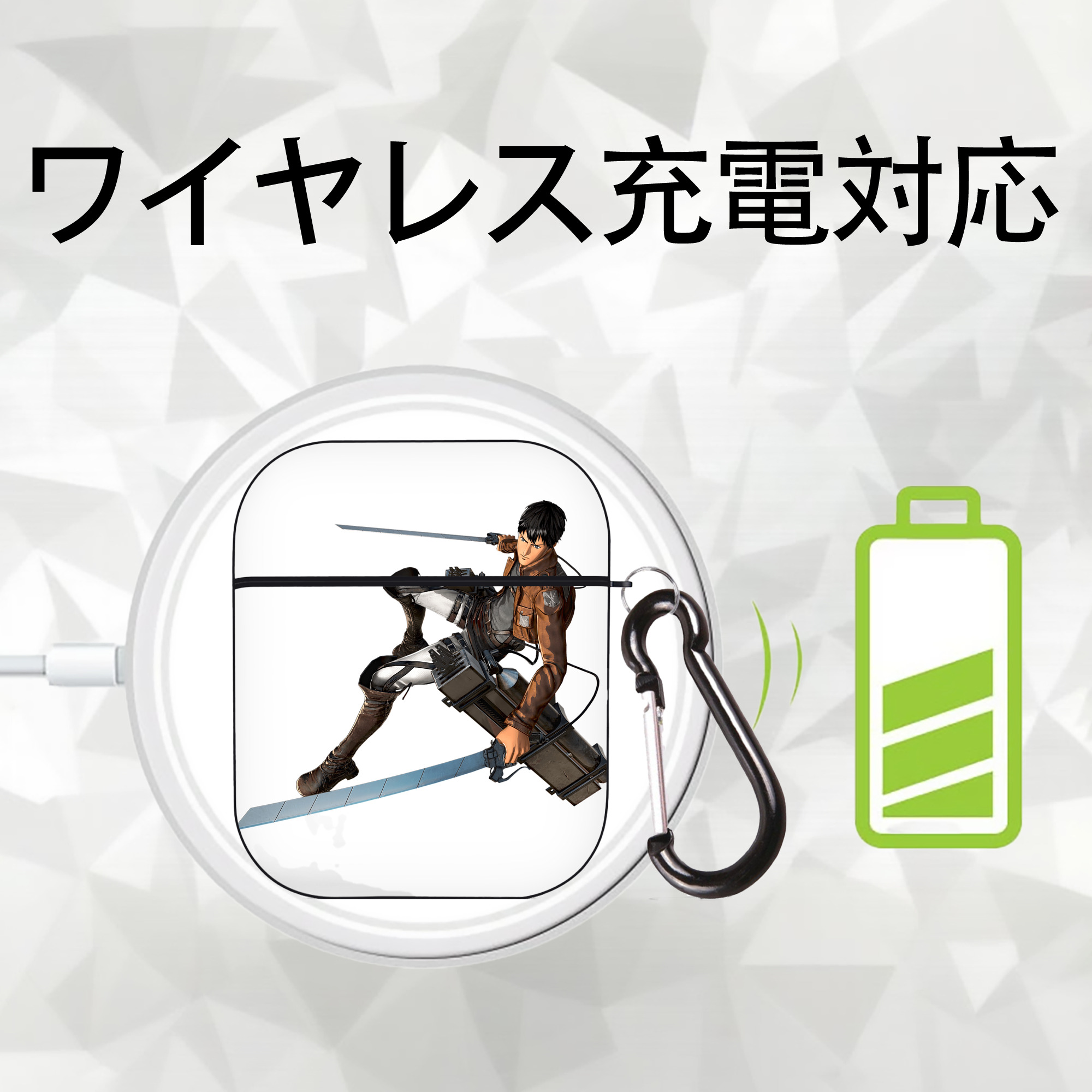 進撃の巨人 ベルトルト・フーバー Attack on Titan Bertholdt Hoover AirPods 第2世代保護ケース ハードシェル ブラック 耐衝撃・防指紋・カラビナ付き