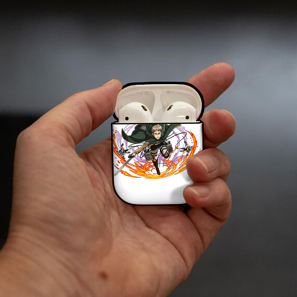 進撃の巨人 ジャン・キルシュタイン Attack on Titan Jean Kirstein AirPods 第2世代保護ケース ハードシェル ブラック 耐衝撃・防指紋・カラビナ付き