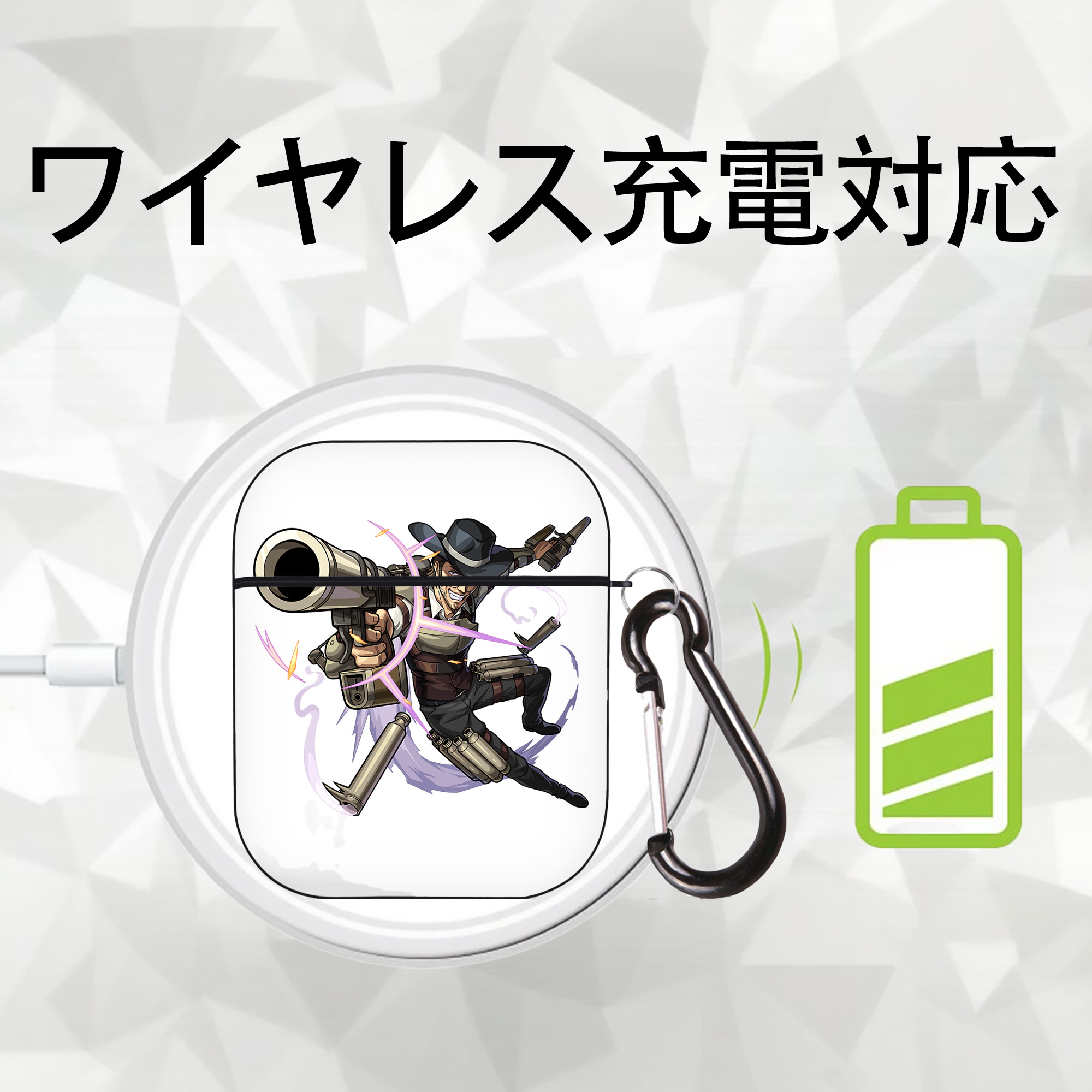 進撃の巨人 ケニー·アッカーマン Attack on Titan Kenny Ackerman AirPods 第2世代保護ケース ハードシェル ブラック 耐衝撃・防指紋・カラビナ付き