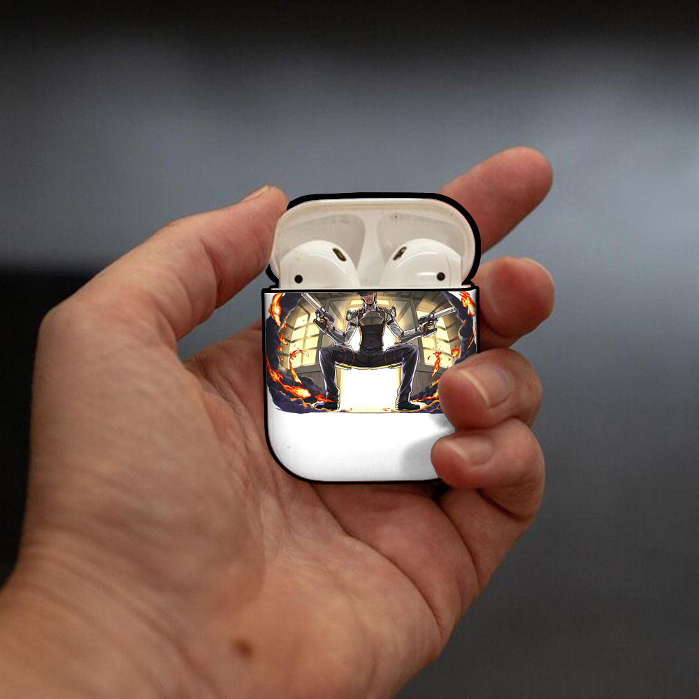 進撃の巨人 ケニー·アッカーマン Attack on Titan Kenny Ackerman AirPods 第2世代保護ケース ハードシェル ブラック 耐衝撃・防指紋・カラビナ付き