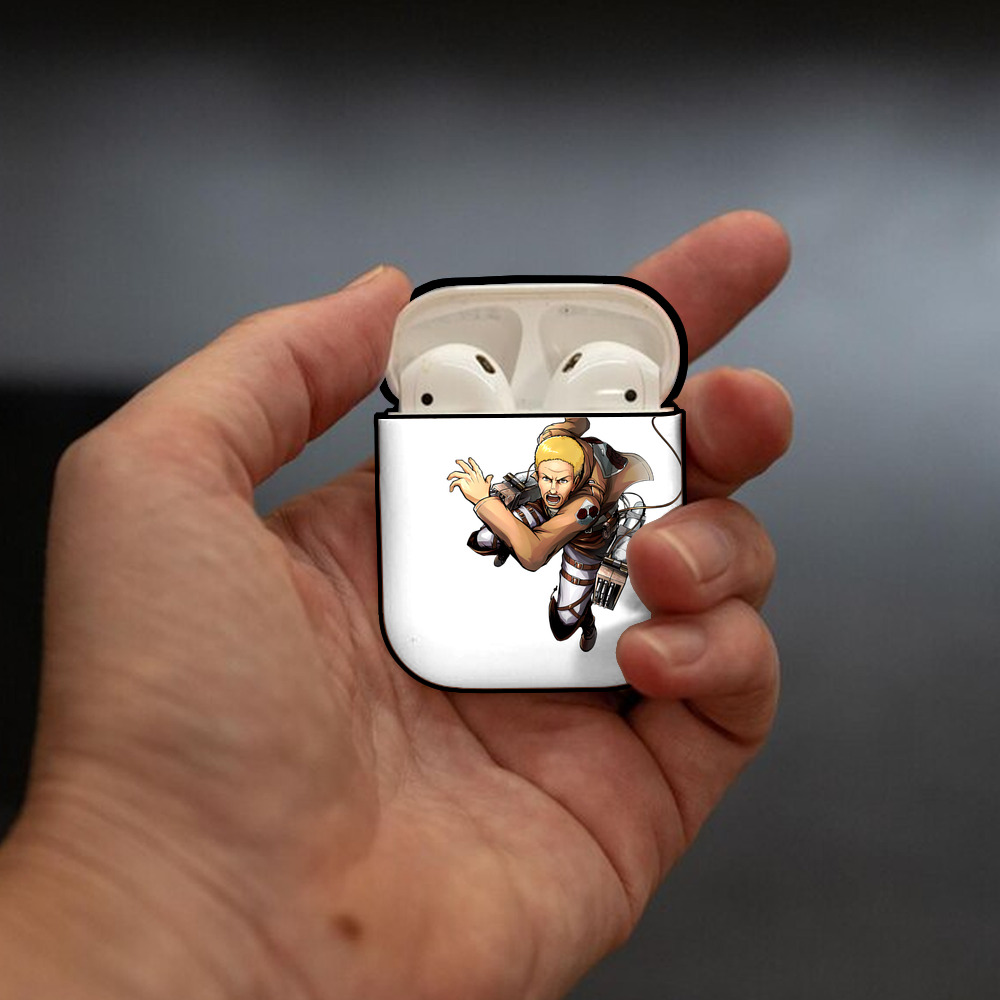 進撃の巨人 ハンネス Attack on Titan Hannes AirPods 第2世代保護ケース ハードシェル ブラック 耐衝撃・防指紋・カラビナ付き