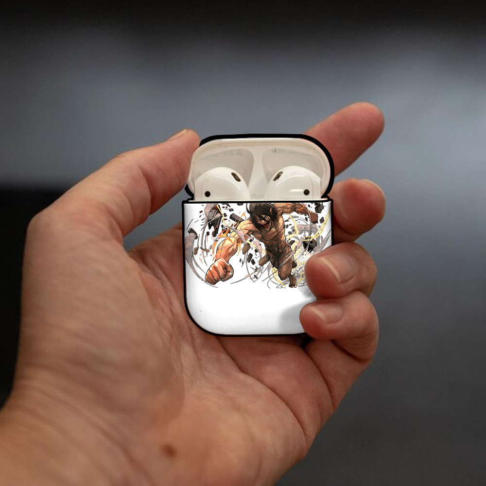 進撃の巨人 Attack on Titan AirPods 第2世代保護ケース ハードシェル ブラック 耐衝撃・防指紋・カラビナ付き