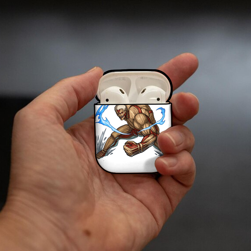 進撃の巨人 Attack on Titan AirPods 第2世代保護ケース ハードシェル ブラック 耐衝撃・防指紋・カラビナ付き