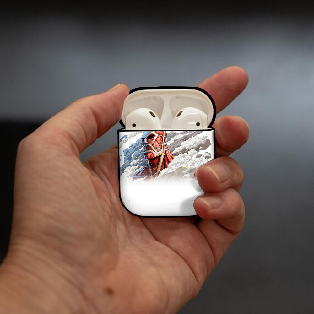 進撃の巨人 Attack on Titan AirPods 第2世代保護ケース ハードシェル ブラック 耐衝撃・防指紋・カラビナ付き