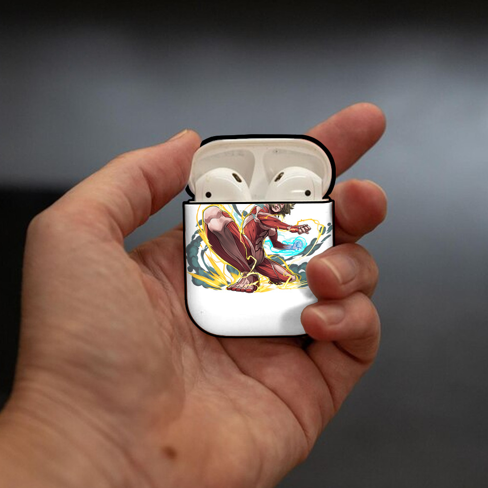 進撃の巨人 Attack on Titan AirPods 第2世代保護ケース ハードシェル ブラック 耐衝撃・防指紋・カラビナ付き