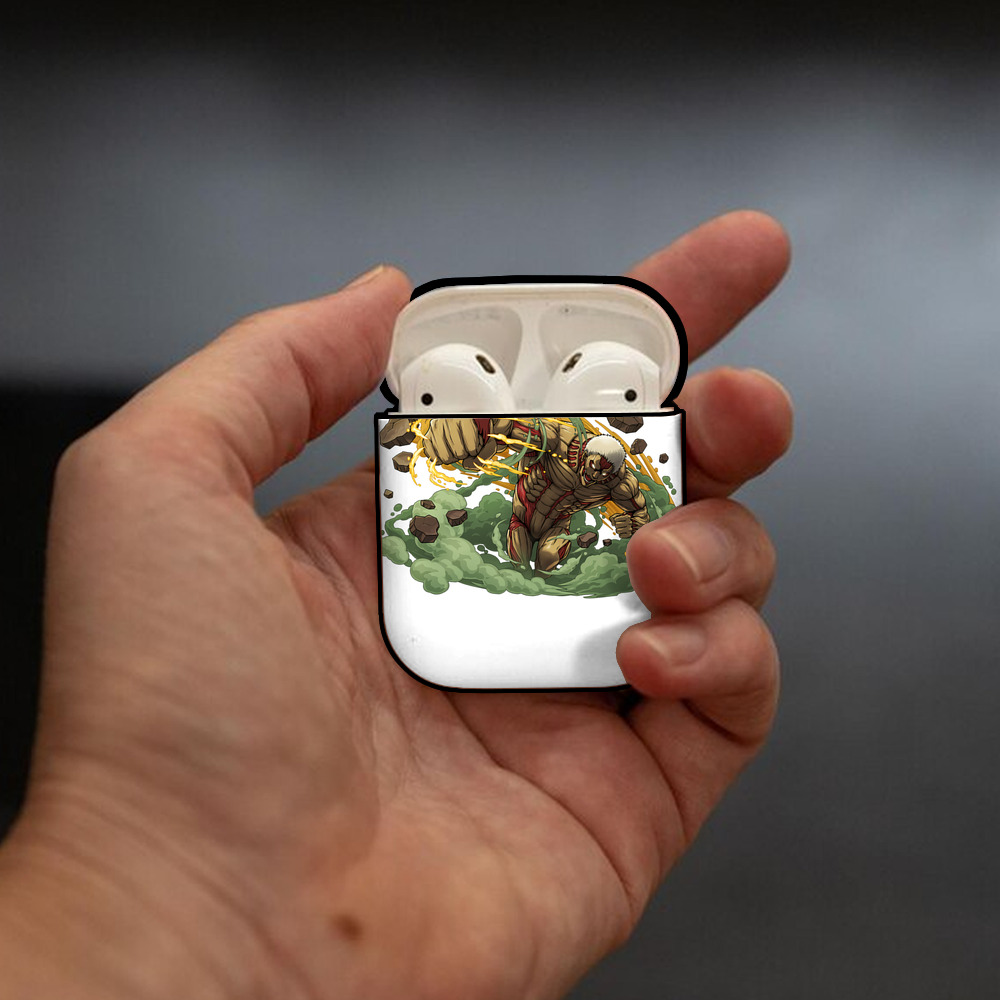 進撃の巨人 Attack on Titan AirPods 第2世代保護ケース ハードシェル ブラック 耐衝撃・防指紋・カラビナ付き
