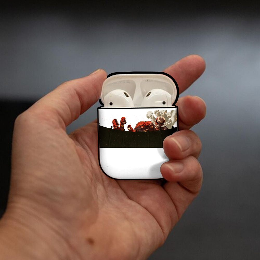 進撃の巨人 Attack on Titan AirPods 第2世代保護ケース ハードシェル ブラック 耐衝撃・防指紋・カラビナ付き