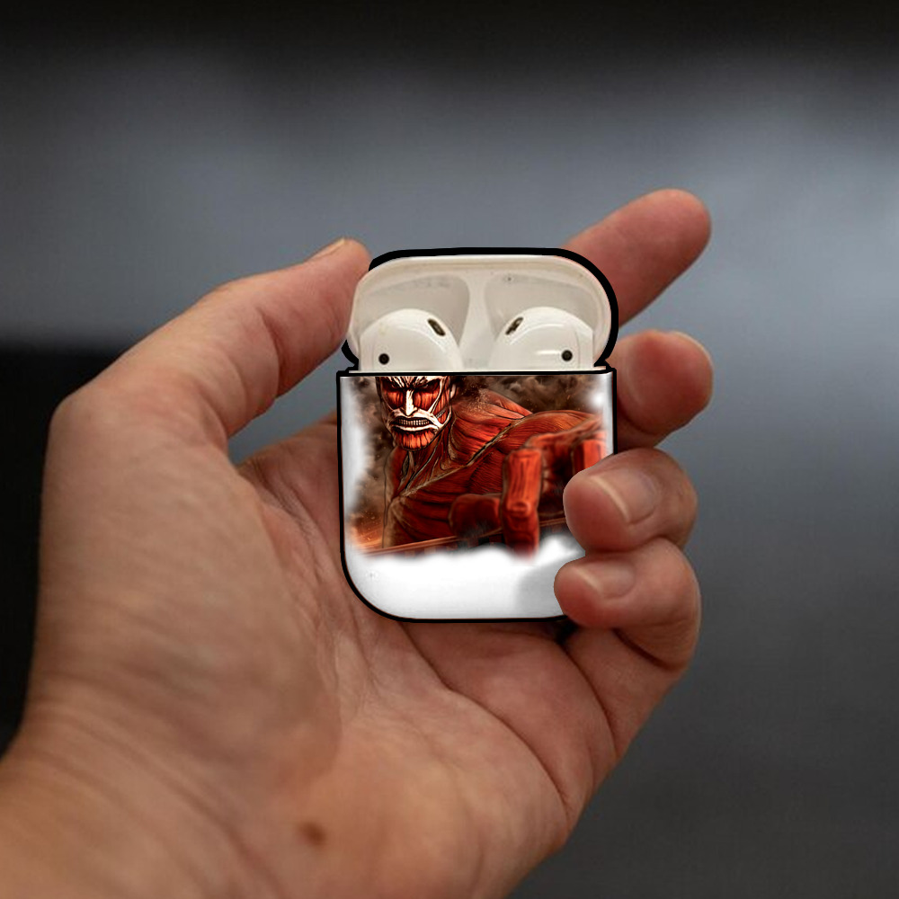 進撃の巨人 Attack on Titan AirPods 第2世代保護ケース ハードシェル ブラック 耐衝撃・防指紋・カラビナ付き