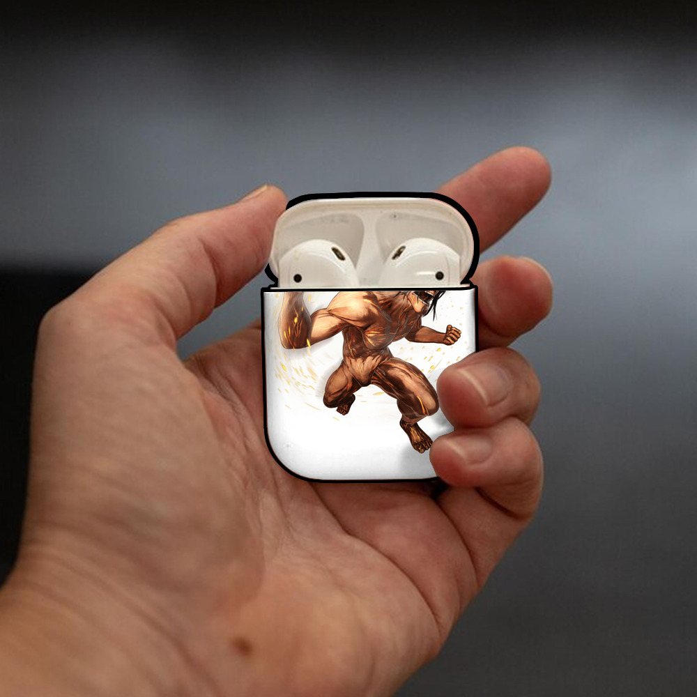進撃の巨人 Attack on Titan AirPods 第2世代保護ケース ハードシェル ブラック 耐衝撃・防指紋・カラビナ付き