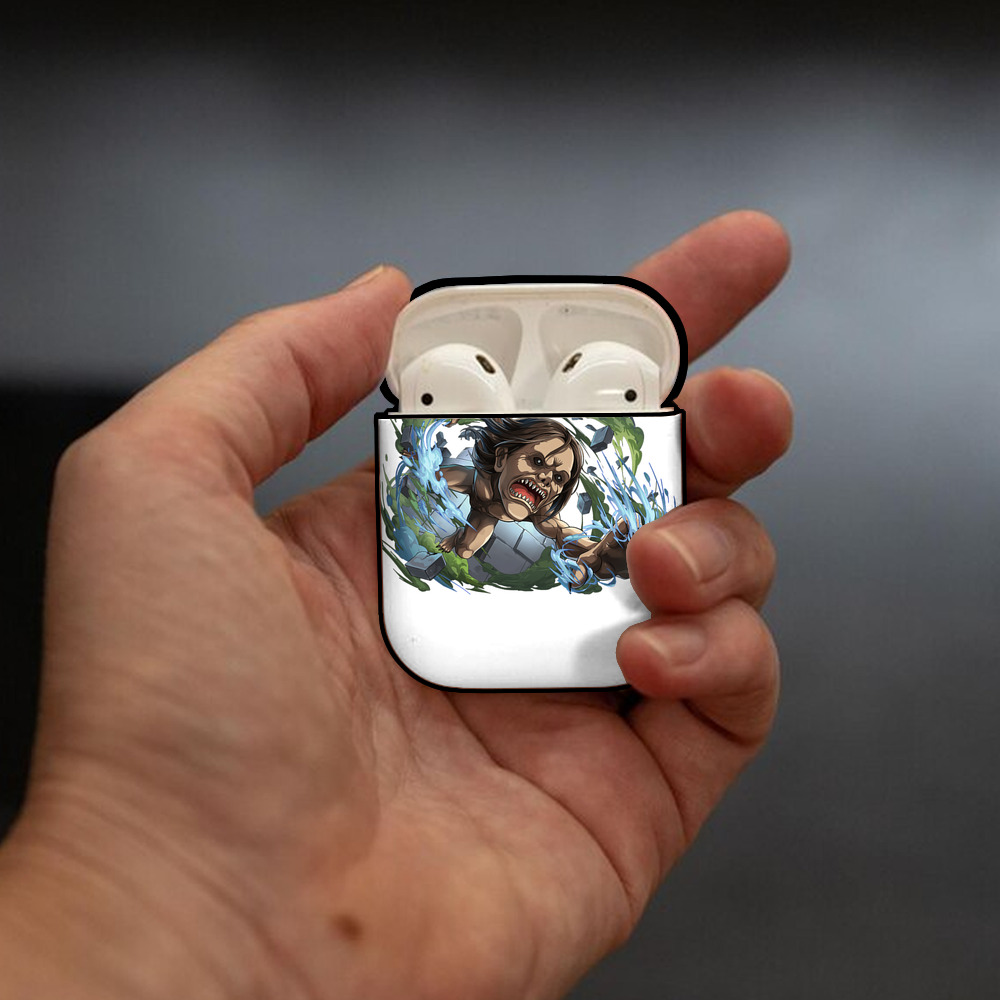 進撃の巨人 Attack on Titan AirPods 第2世代保護ケース ハードシェル ブラック 耐衝撃・防指紋・カラビナ付き