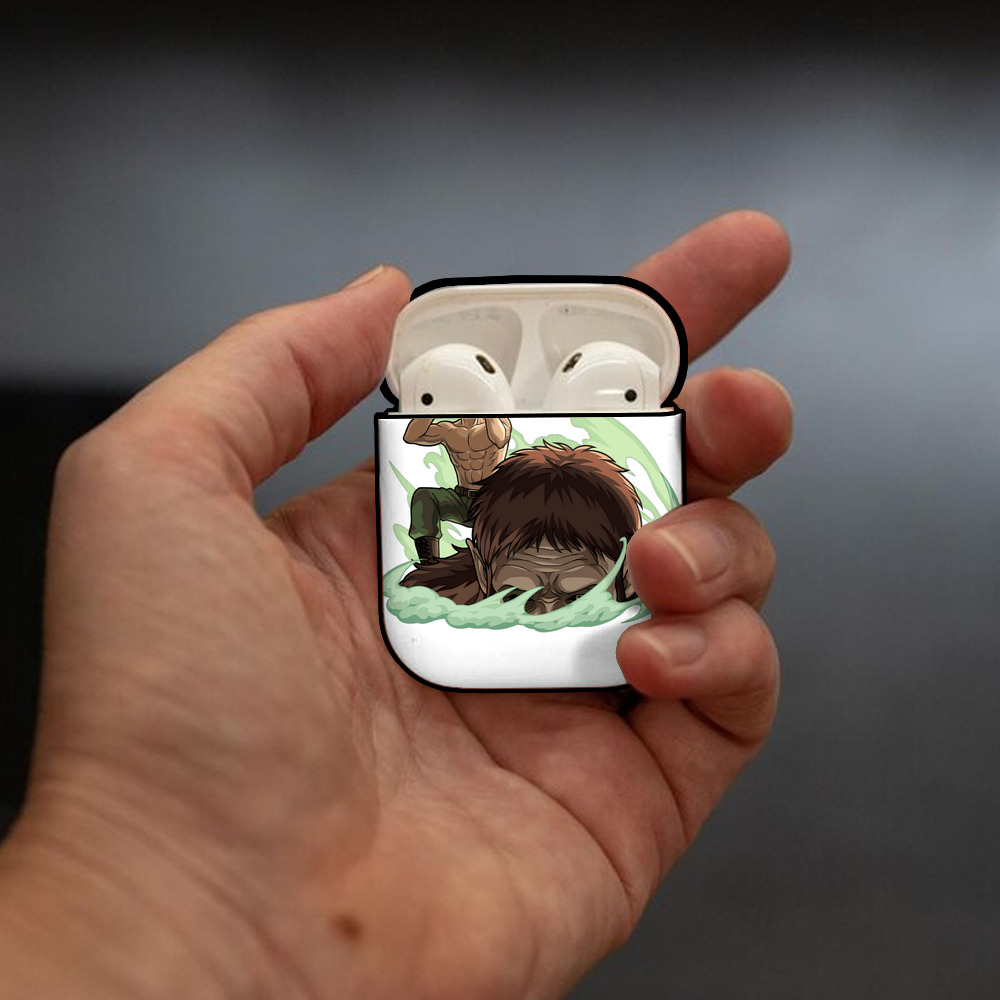 進撃の巨人 Attack on Titan AirPods 第2世代保護ケース ハードシェル ブラック 耐衝撃・防指紋・カラビナ付き
