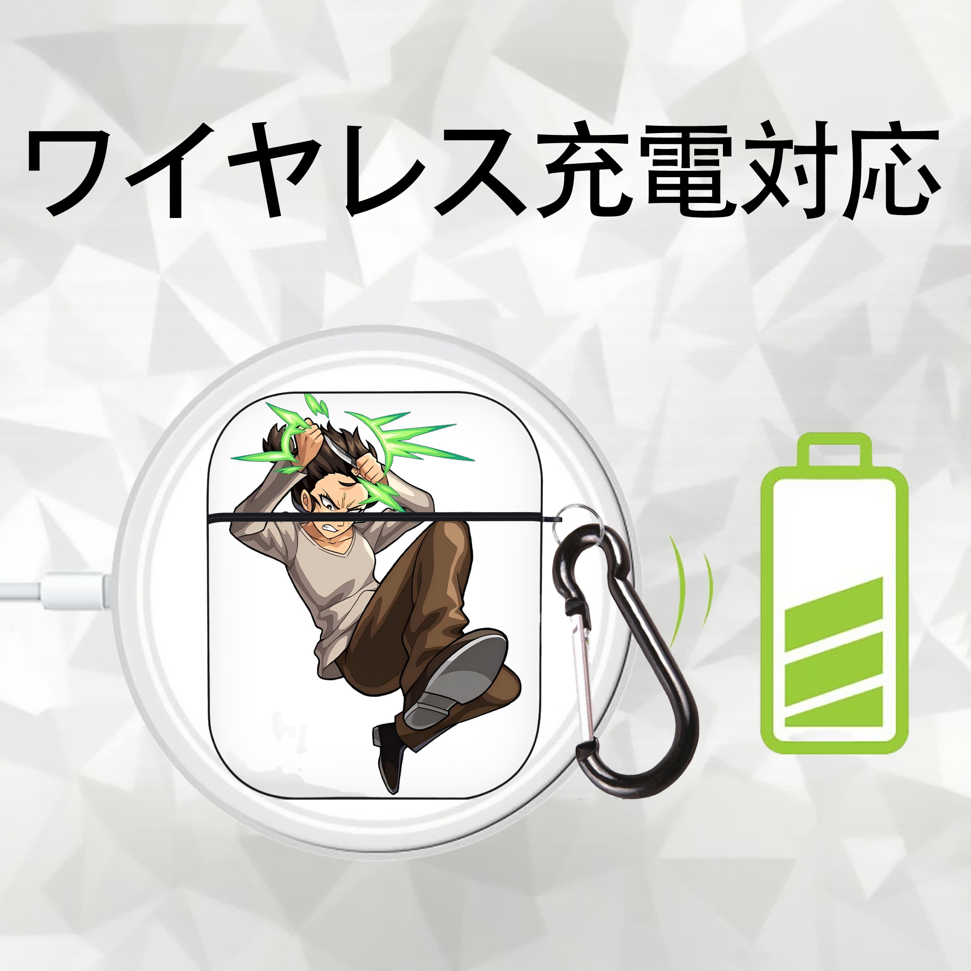 進撃の巨人 Attack on Titan AirPods 第2世代保護ケース ハードシェル ブラック 耐衝撃・防指紋・カラビナ付き