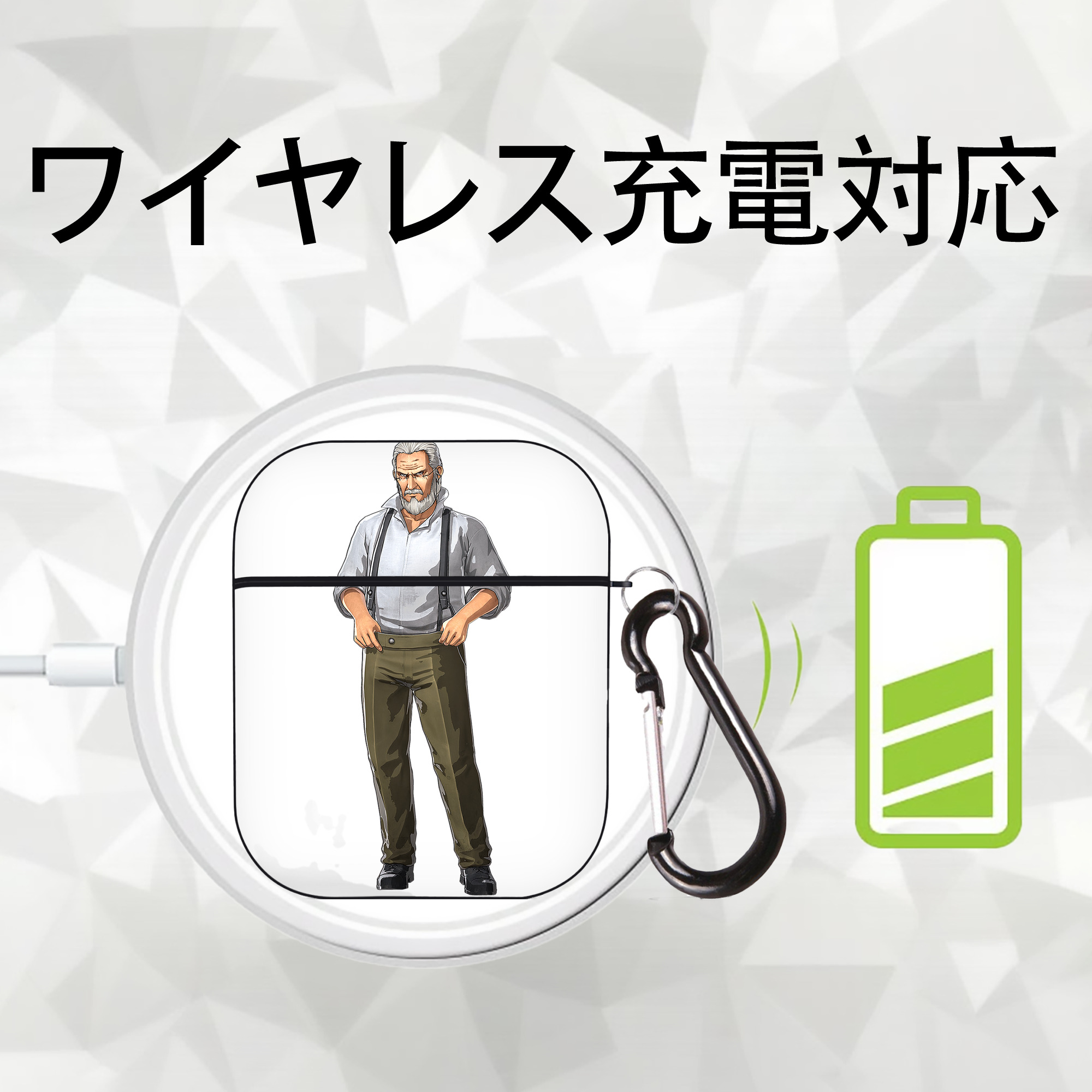 進撃の巨人 Attack on Titan AirPods 第2世代保護ケース ハードシェル ブラック 耐衝撃・防指紋・カラビナ付き
