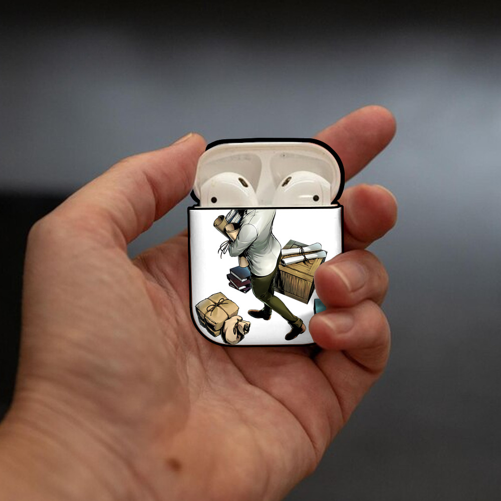 進撃の巨人 Attack on Titan AirPods 第2世代保護ケース ハードシェル ブラック 耐衝撃・防指紋・カラビナ付き