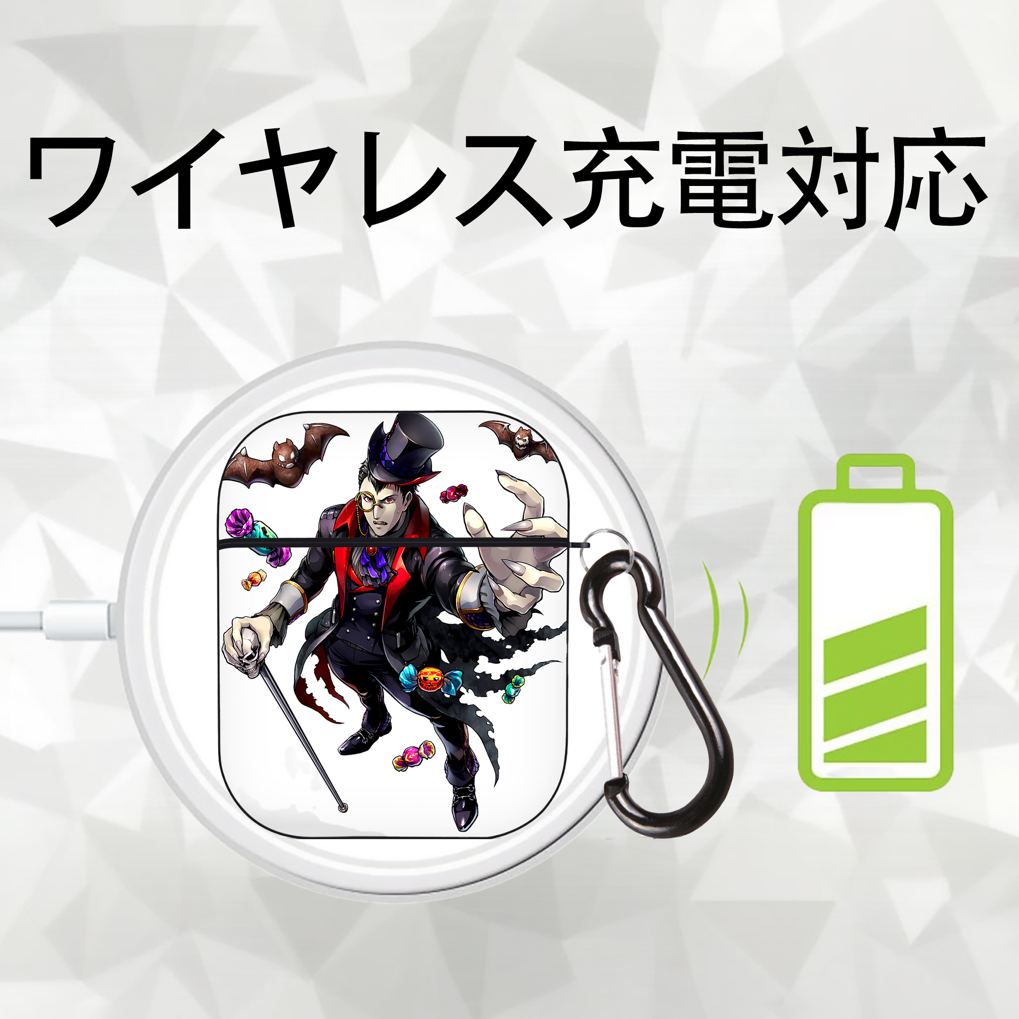 進撃の巨人 Attack on Titan AirPods 第2世代保護ケース ハードシェル ブラック 耐衝撃・防指紋・カラビナ付き