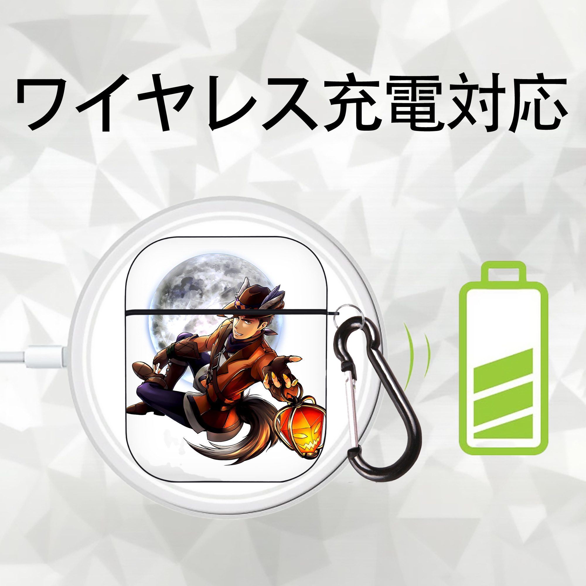 進撃の巨人 Attack on Titan AirPods 第2世代保護ケース ハードシェル ブラック 耐衝撃・防指紋・カラビナ付き