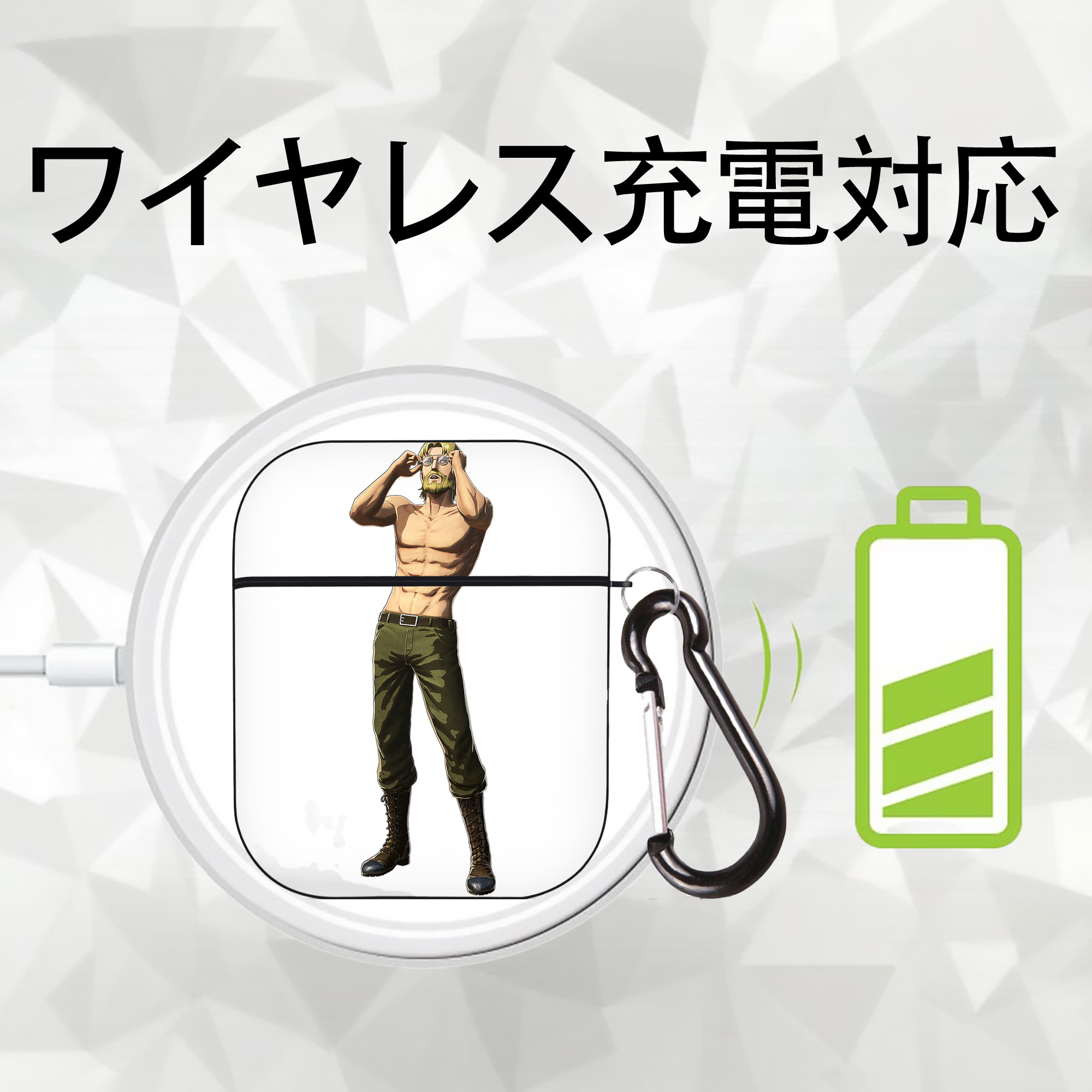 進撃の巨人 Attack on Titan AirPods 第2世代保護ケース ハードシェル ブラック 耐衝撃・防指紋・カラビナ付き